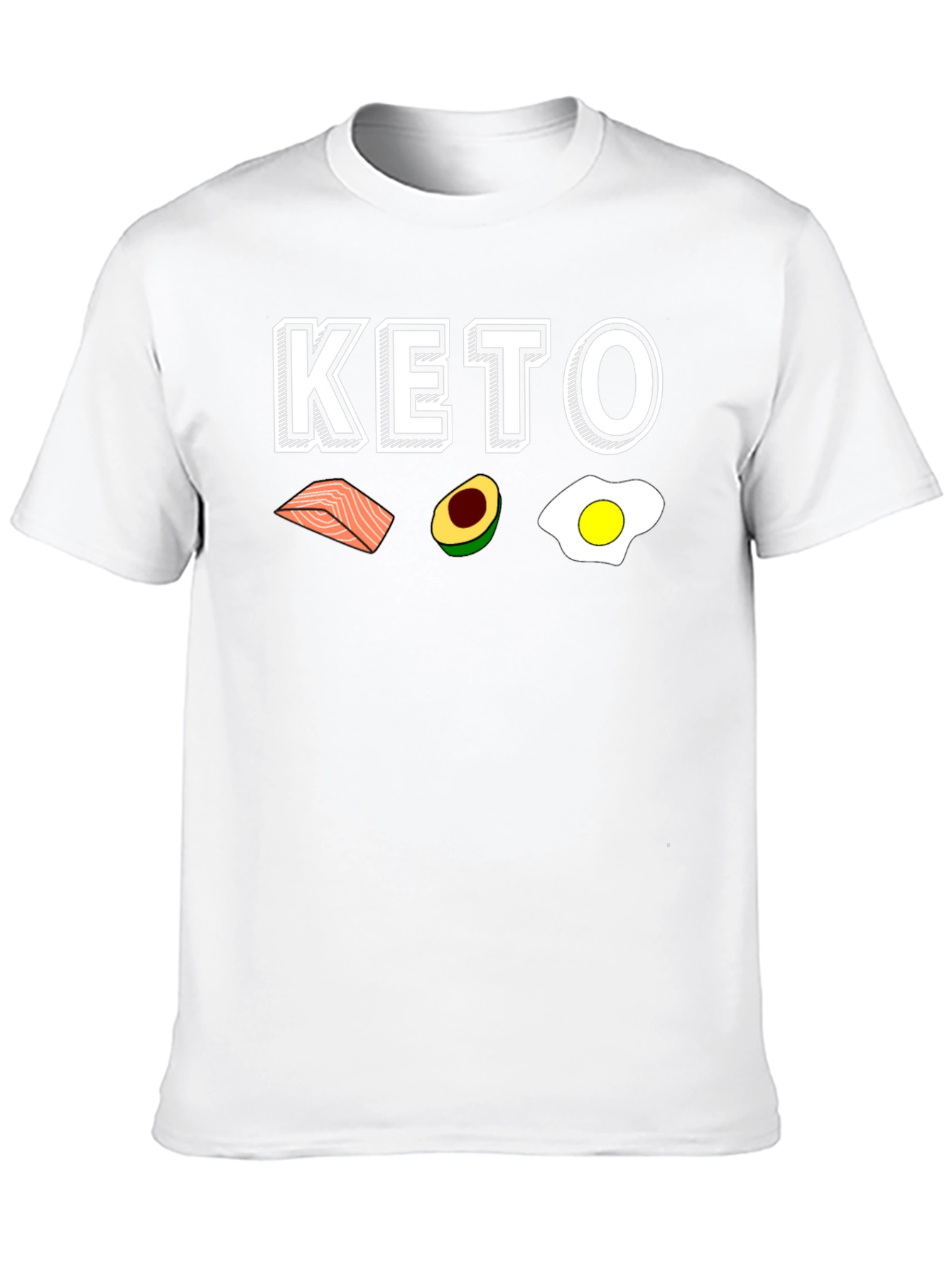 Keto Diet T-Shirt - Salmon Avocado Egg Design