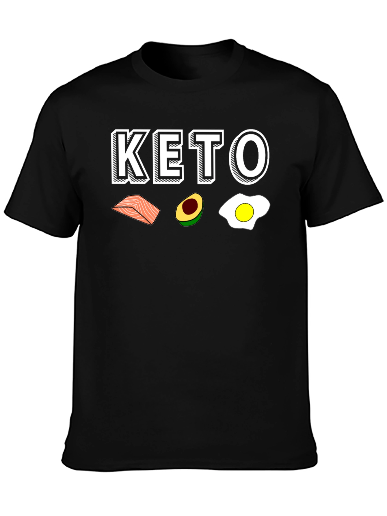Keto Diet T-Shirt - Salmon Avocado Egg Design