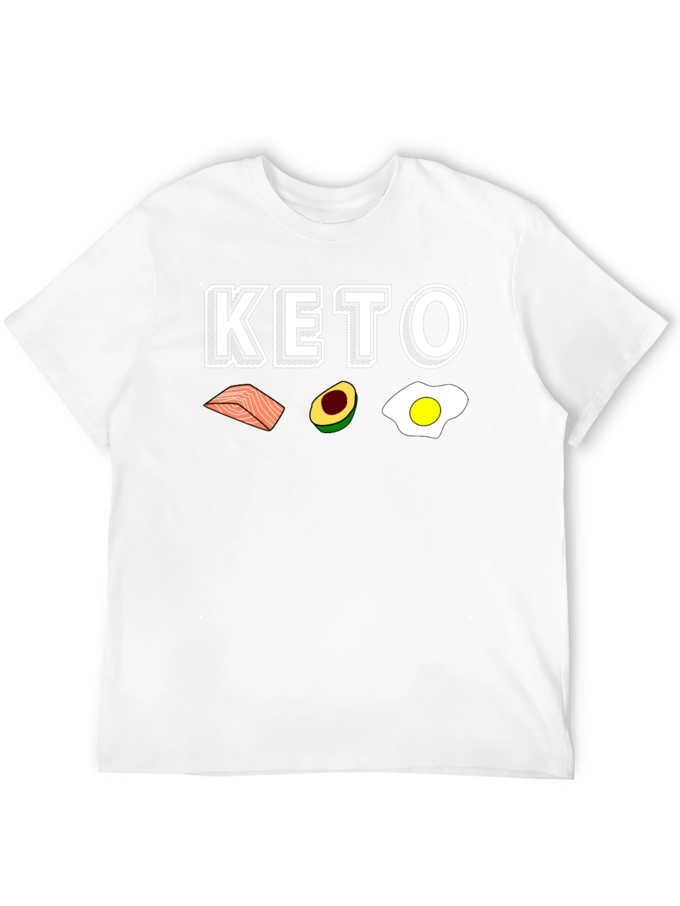 Keto Diet T-Shirt - Salmon Avocado Egg Design