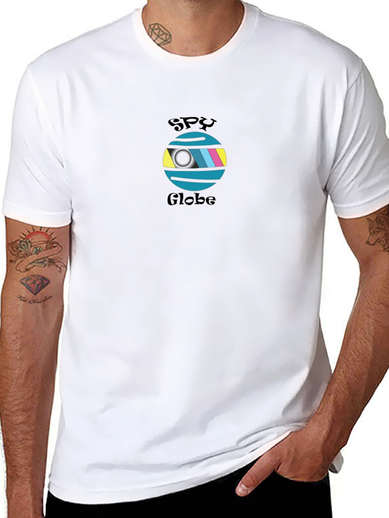 Spy Globe Graphic T-Shirt - Black Casual Tee