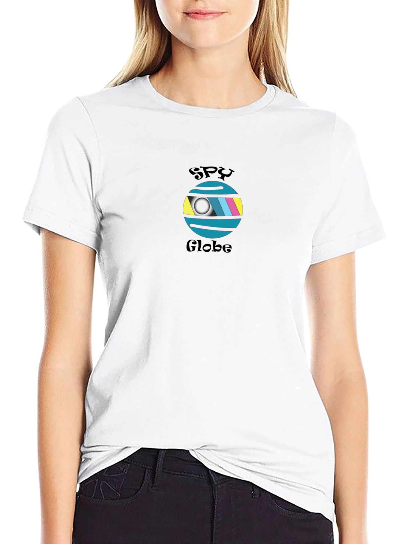 Spy Globe Graphic T-Shirt - Black Casual Tee