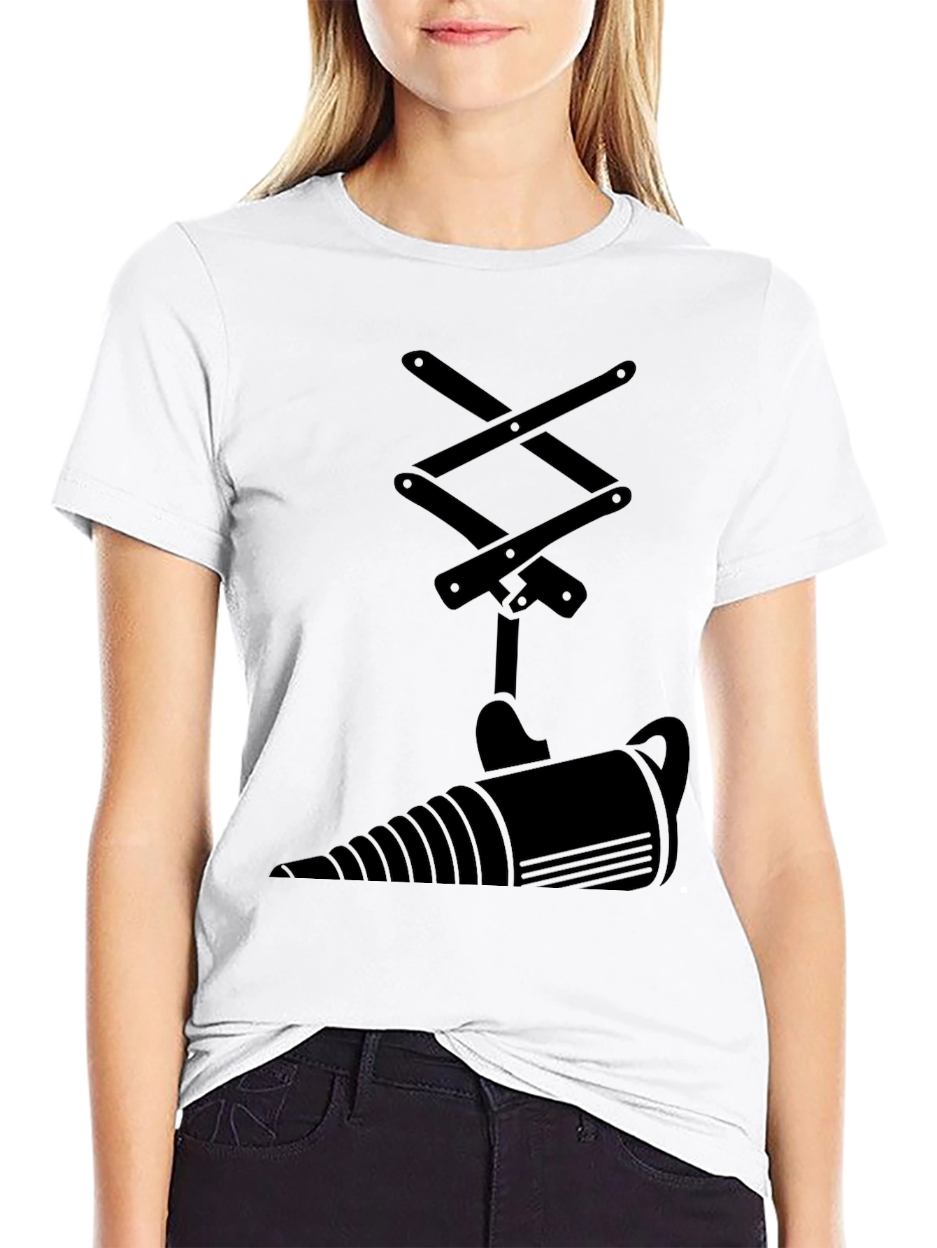 Black T-Shirt with Abstract Jack & Drill Design
