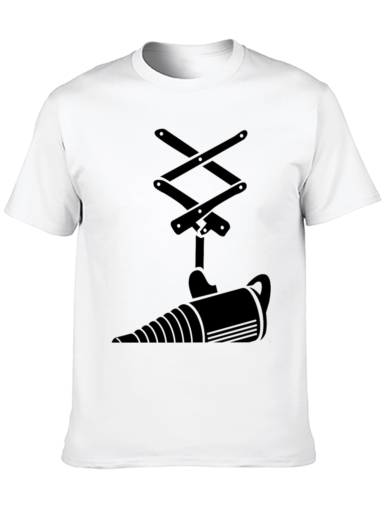 Black T-Shirt with Abstract Jack & Drill Design