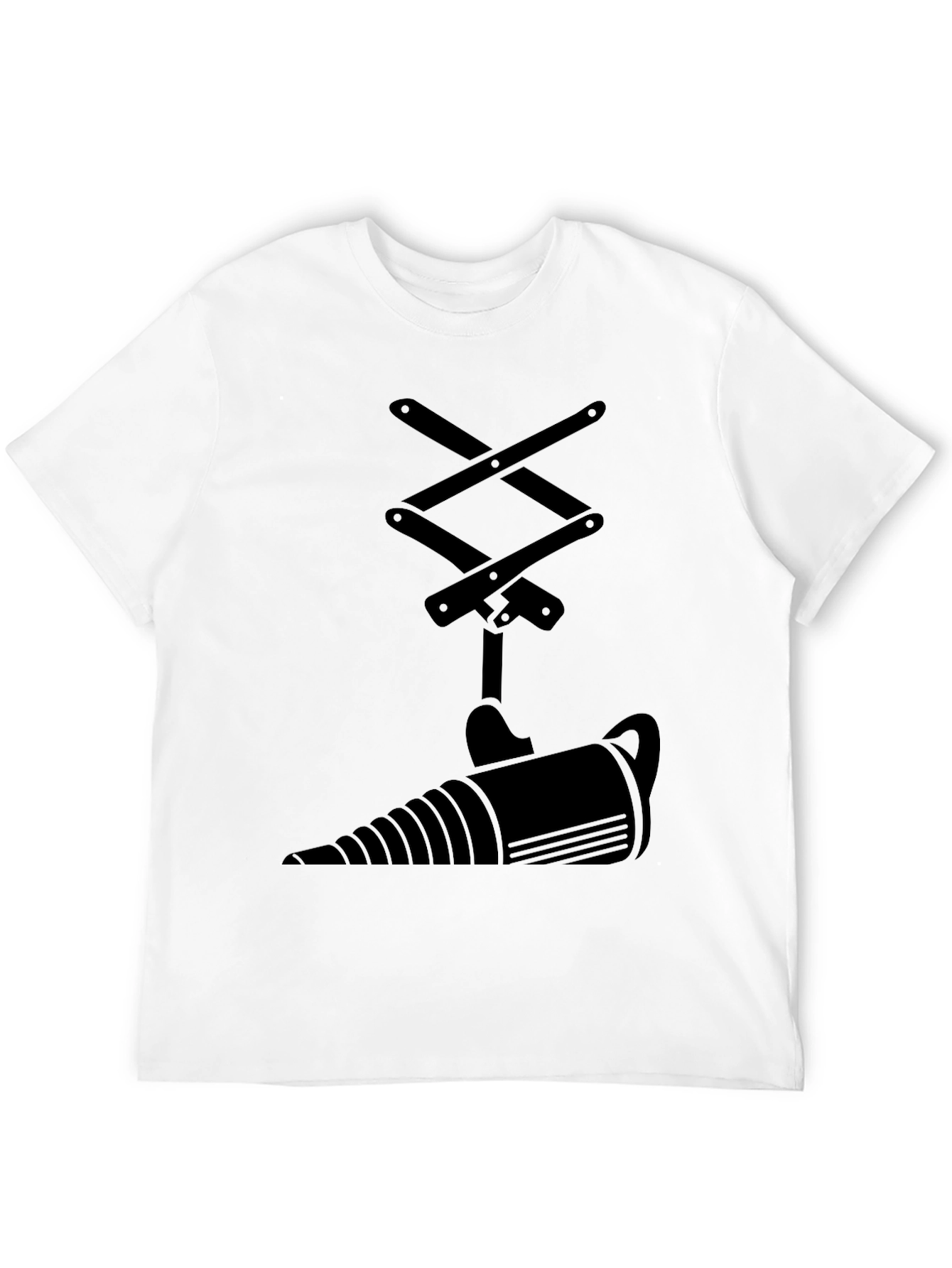 Black T-Shirt with Abstract Jack & Drill Design