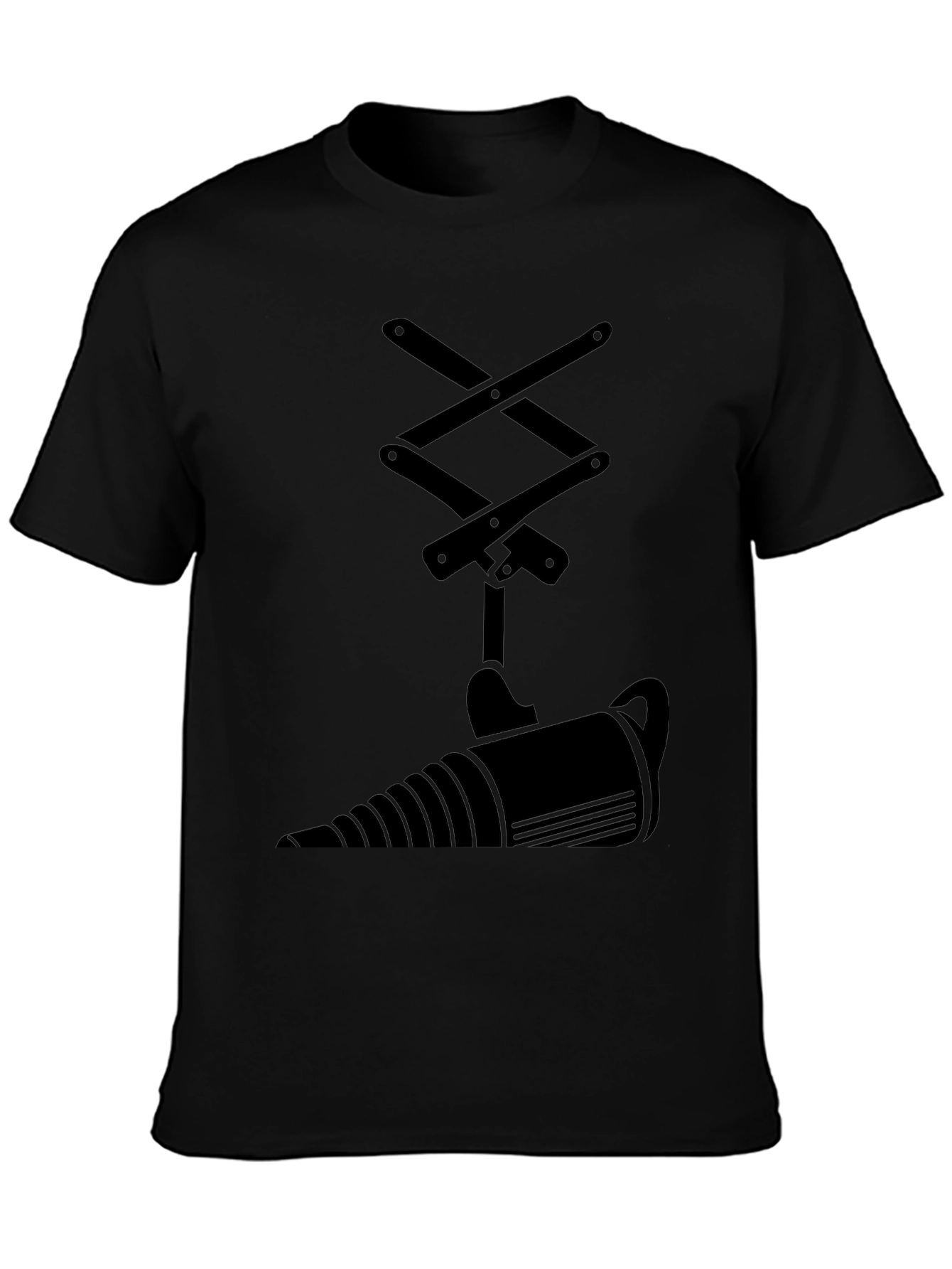 Black T-Shirt with Abstract Jack & Drill Design