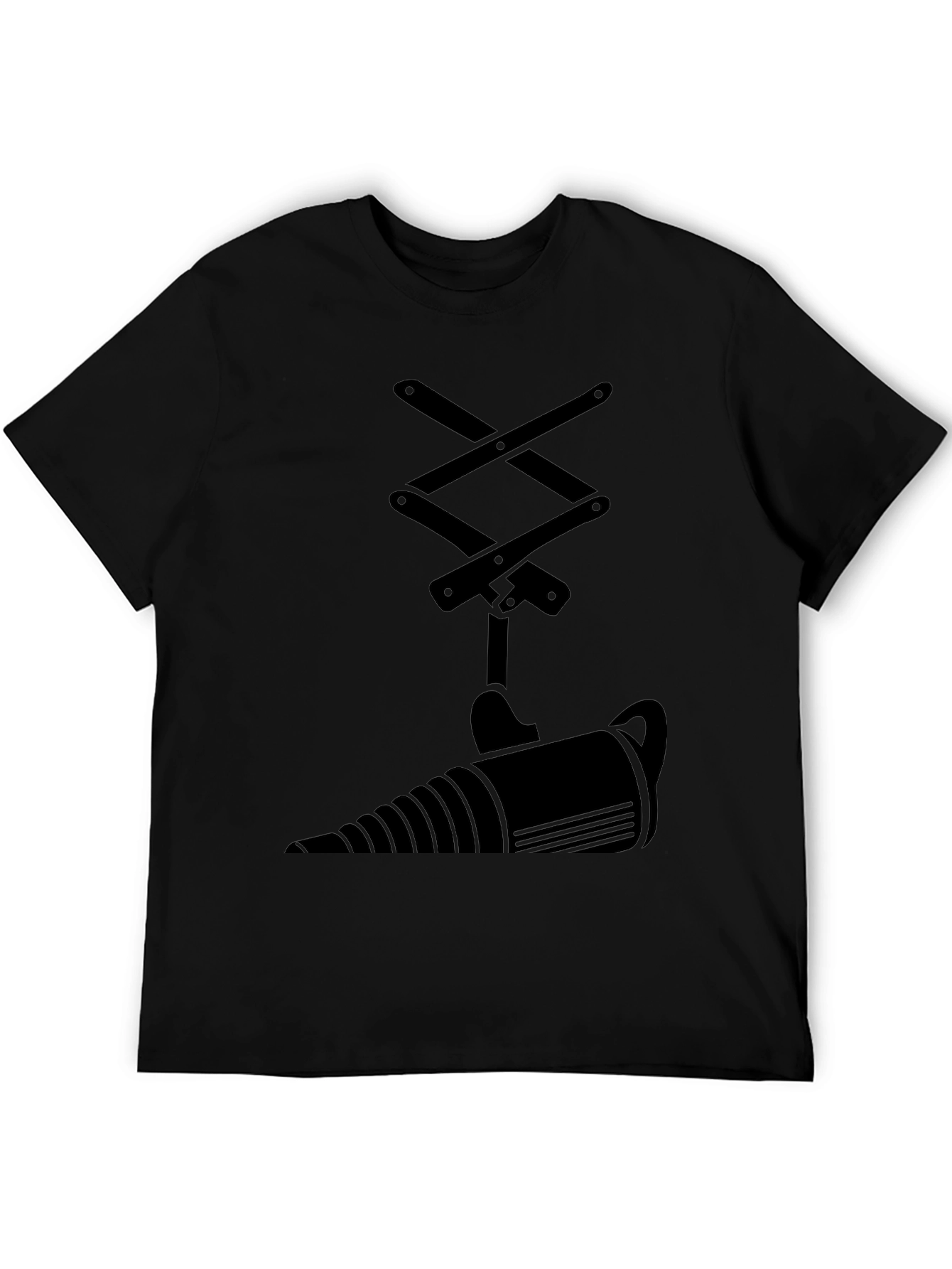 Black T-Shirt with Abstract Jack & Drill Design