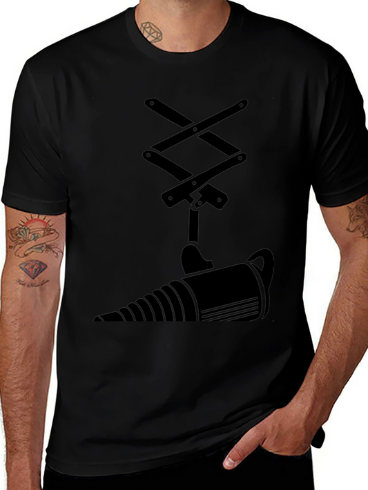 Black T-Shirt with Abstract Jack & Drill Design