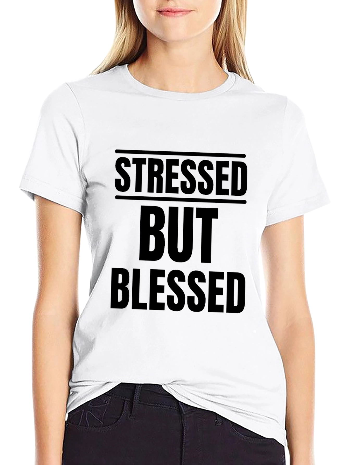 Stressed But Blessed Graphic Tee - Black