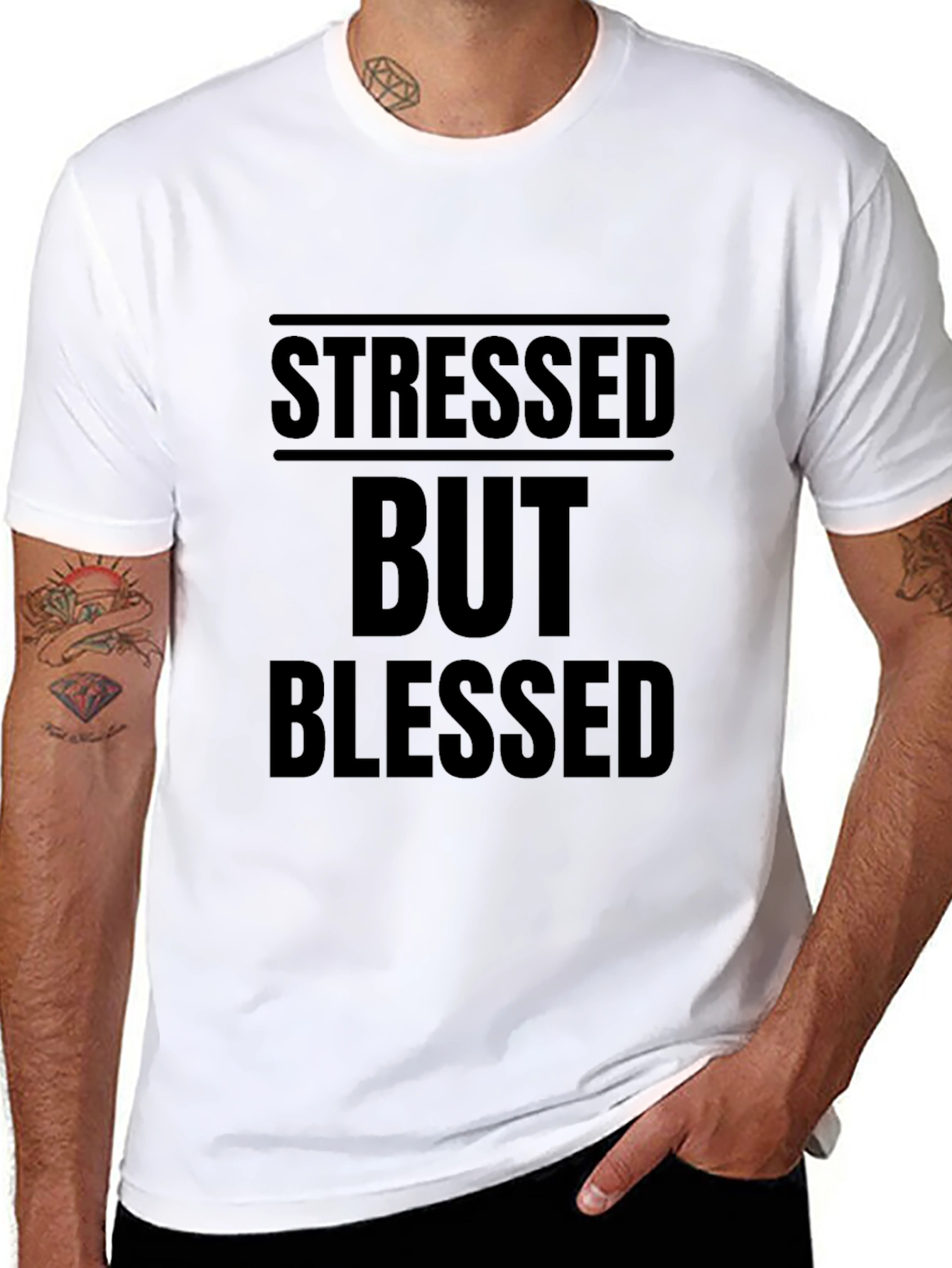 Stressed But Blessed Graphic Tee - Black