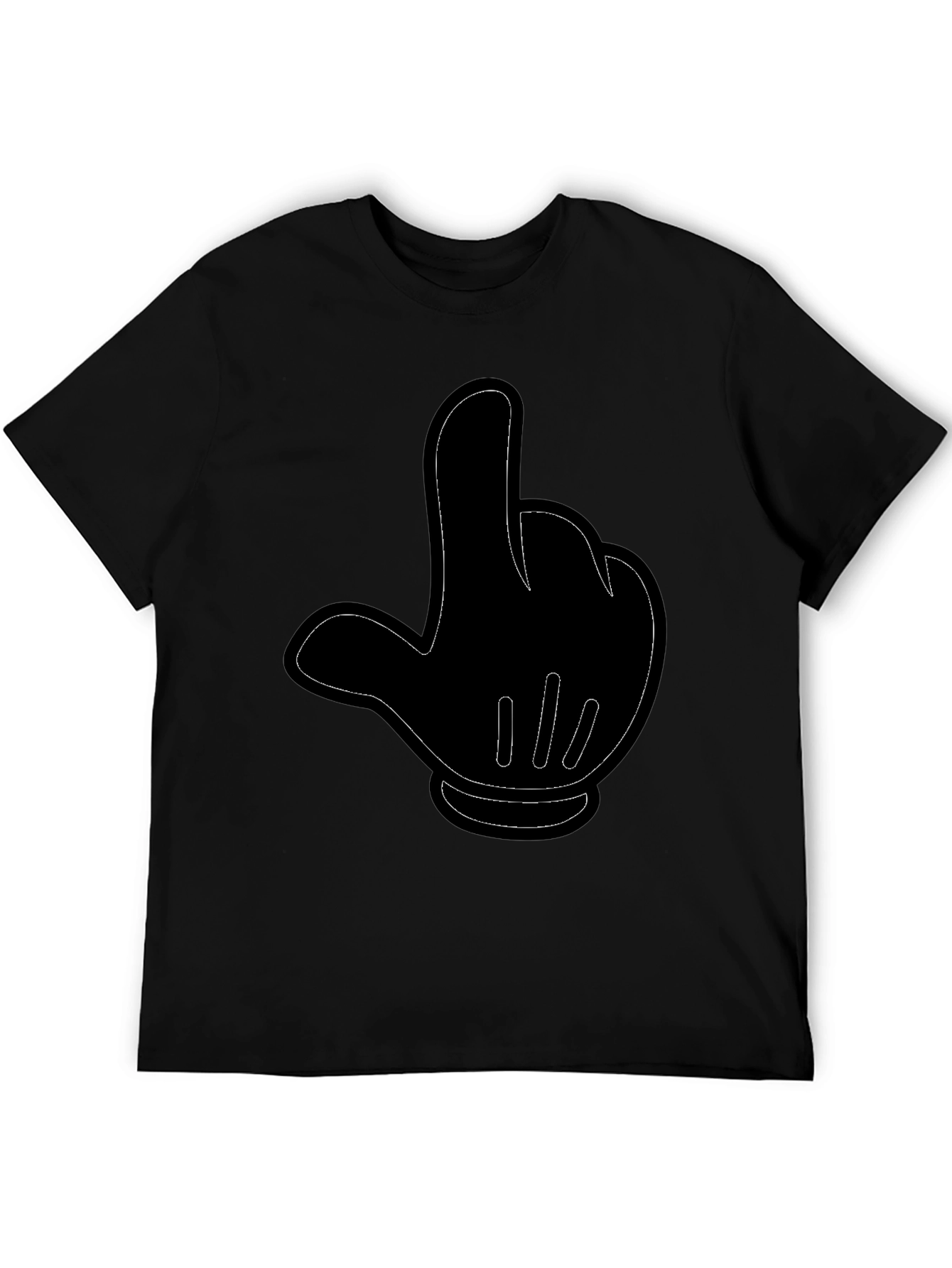 Cartoon Hand Gesture Black T-Shirt
