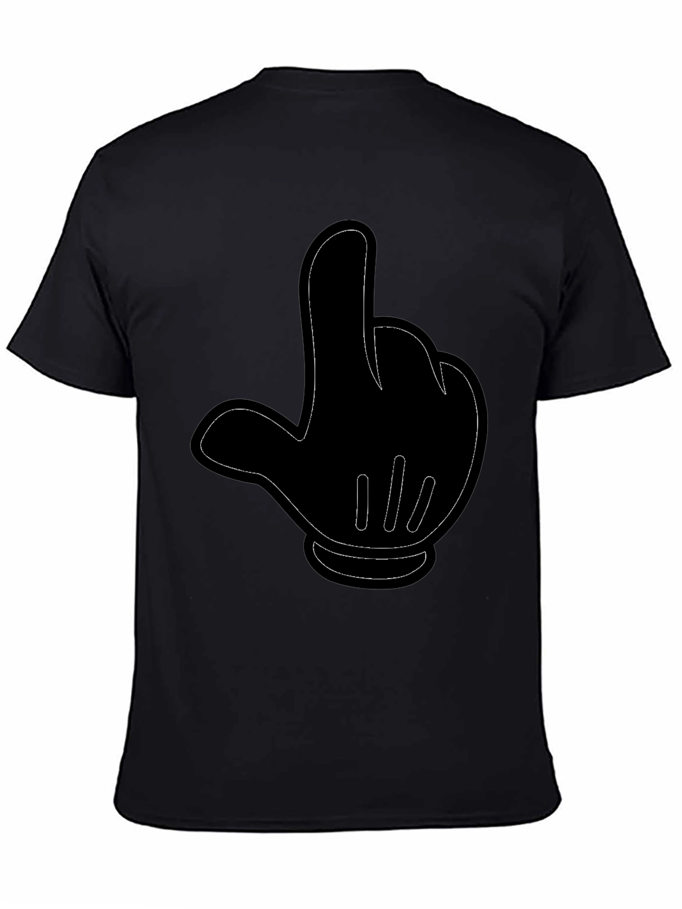 Cartoon Hand Gesture Black T-Shirt