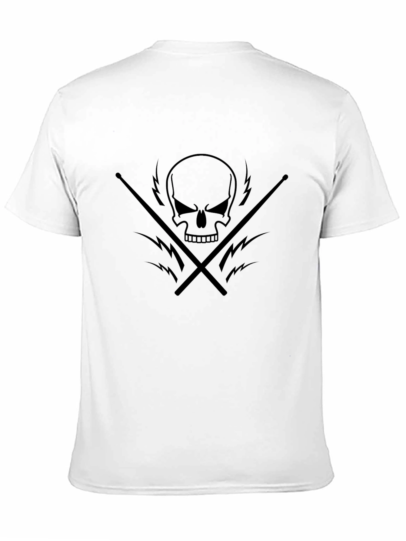 Skull & Drumsticks Graphic T-Shirt - Black