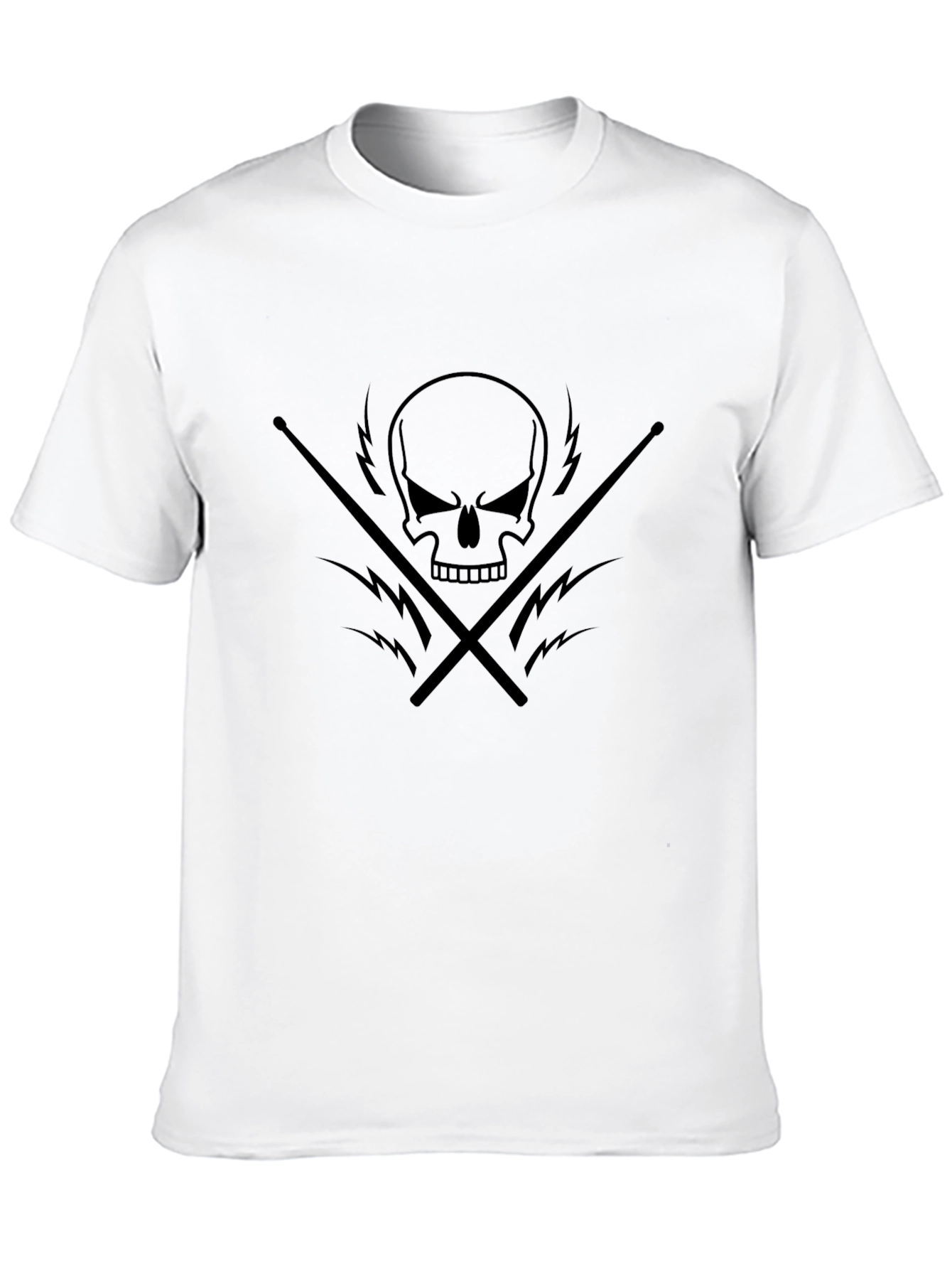 Skull & Drumsticks Graphic T-Shirt - Black