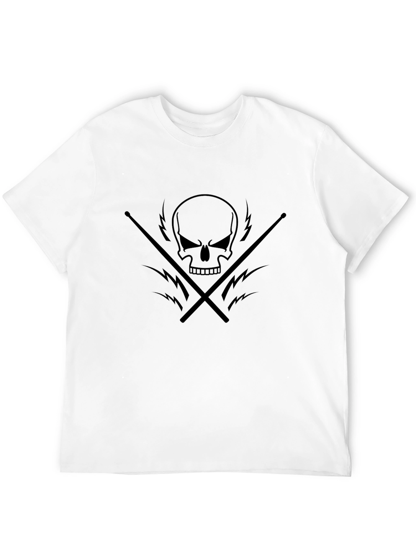 Skull & Drumsticks Graphic T-Shirt - Black