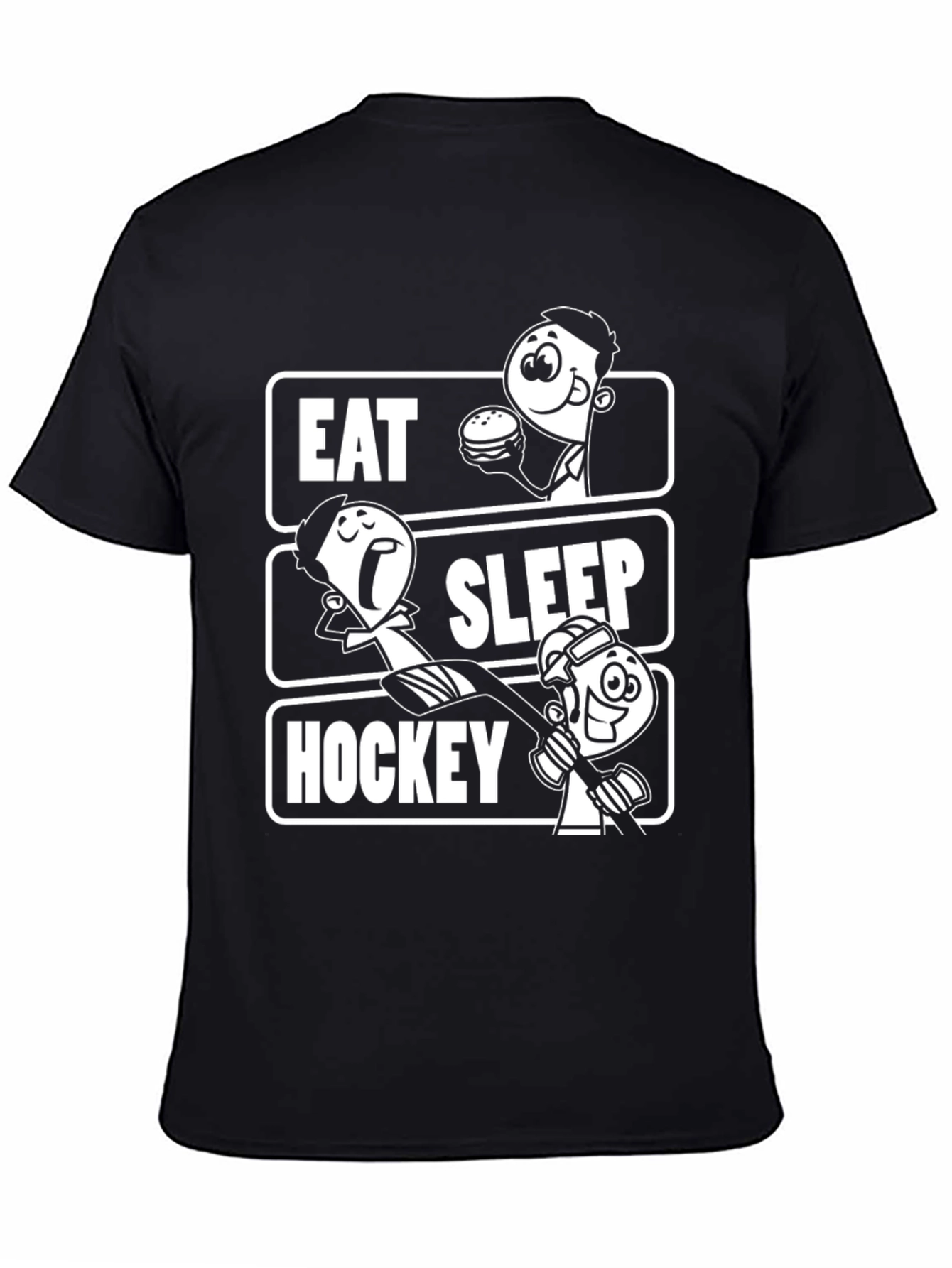Eat Sleep Hockey Graphic T-Shirt - Black