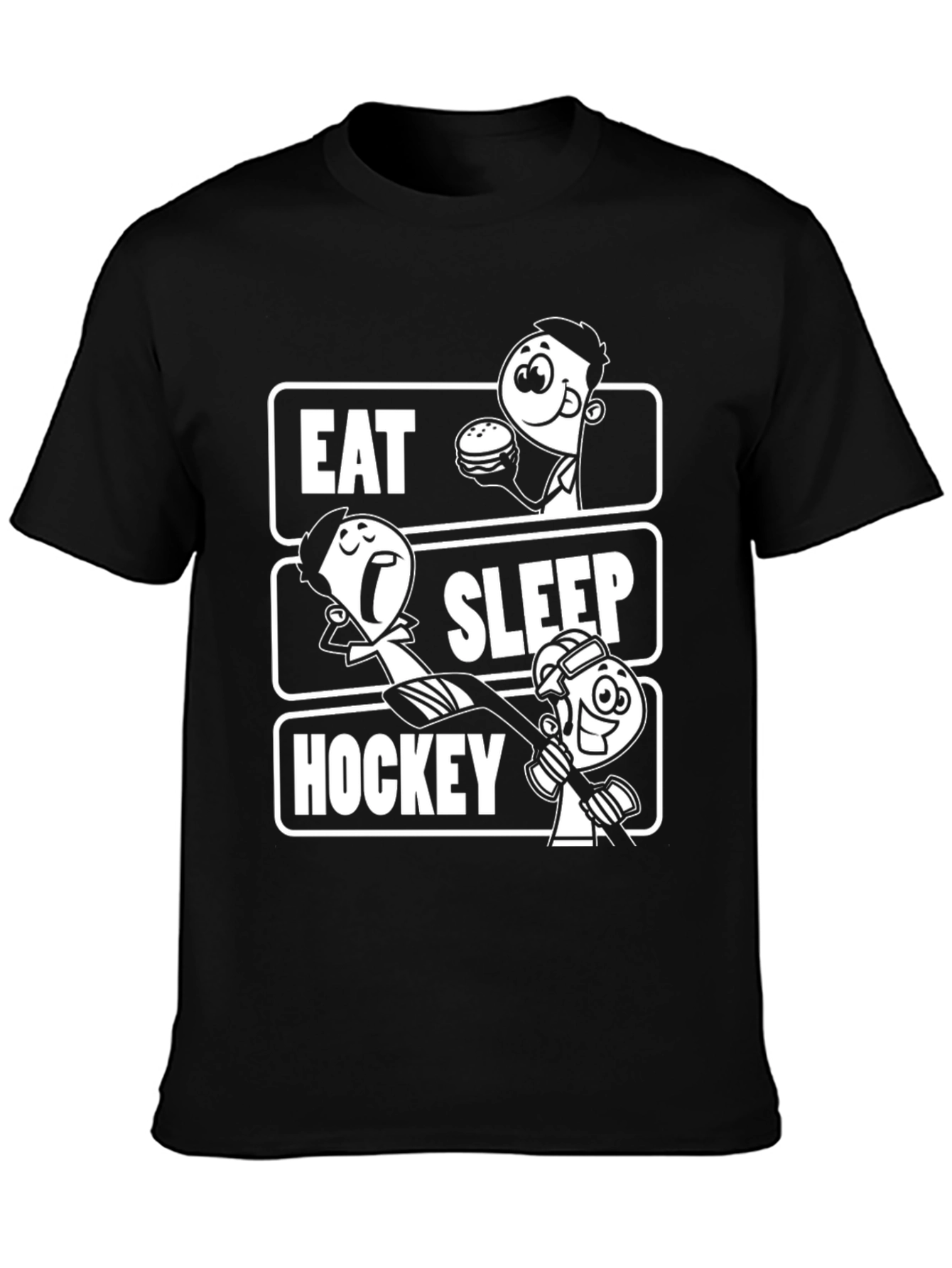 Eat Sleep Hockey Graphic T-Shirt - Black