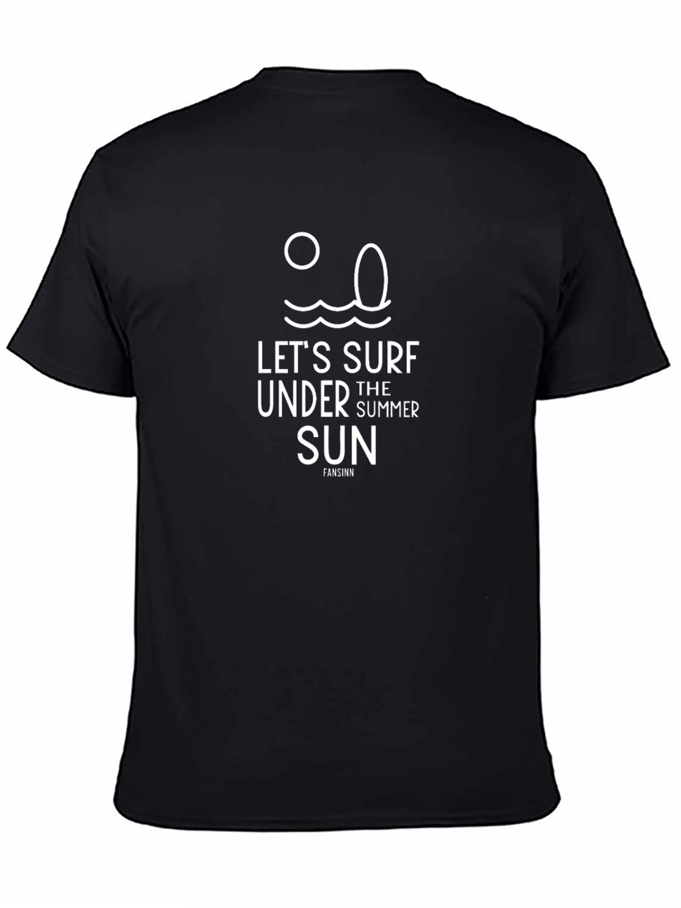 Lets Surf Summer Sun Black T-Shirt