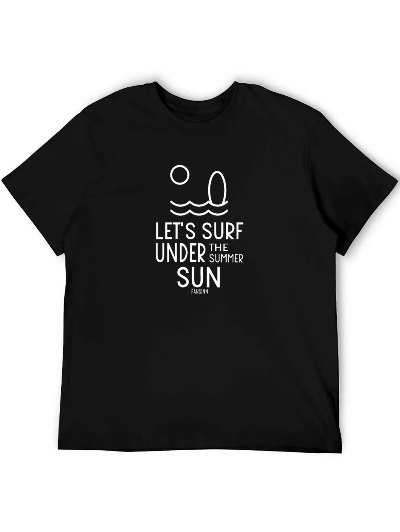 Lets Surf Summer Sun Black T-Shirt