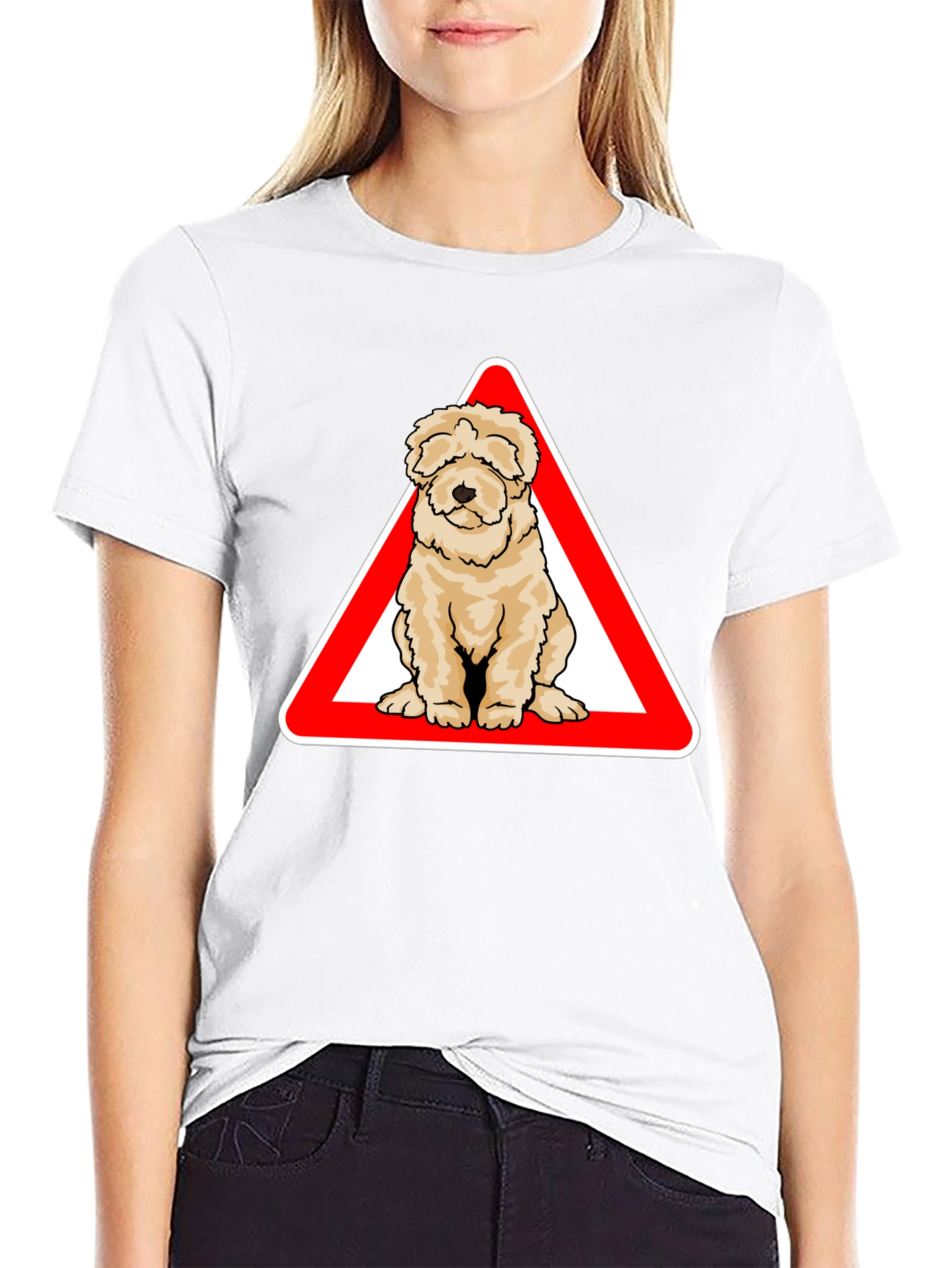 Dog Warning Sign T-Shirt - Cute Pet Lover Apparel