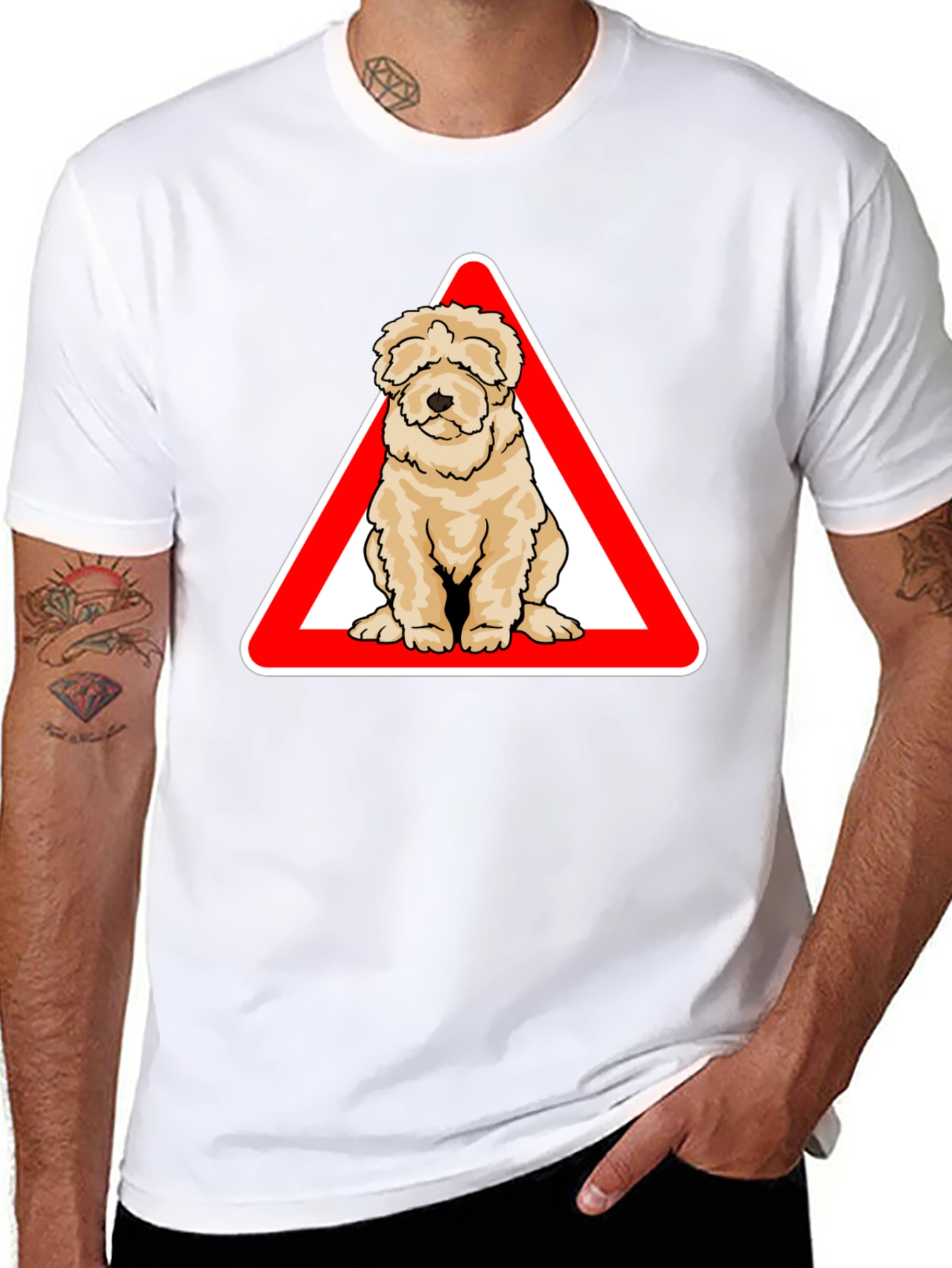 Dog Warning Sign T-Shirt - Cute Pet Lover Apparel