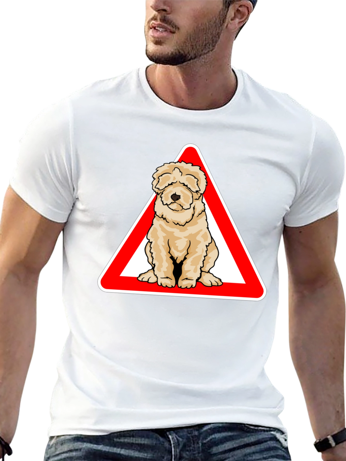 Dog Warning Sign T-Shirt - Cute Pet Lover Apparel