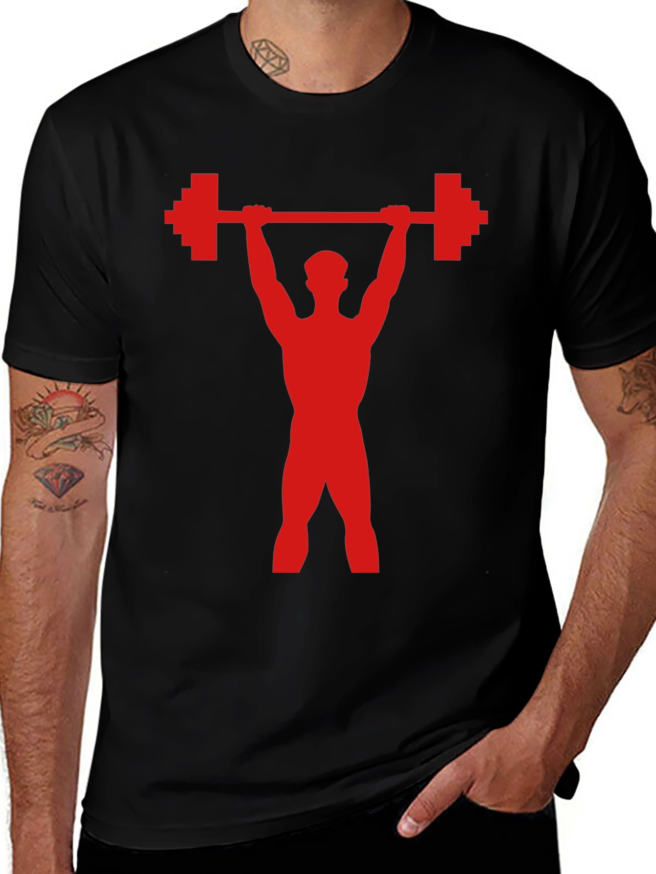 Weightlifter Graphic Tee - Pixel Powerlift Design