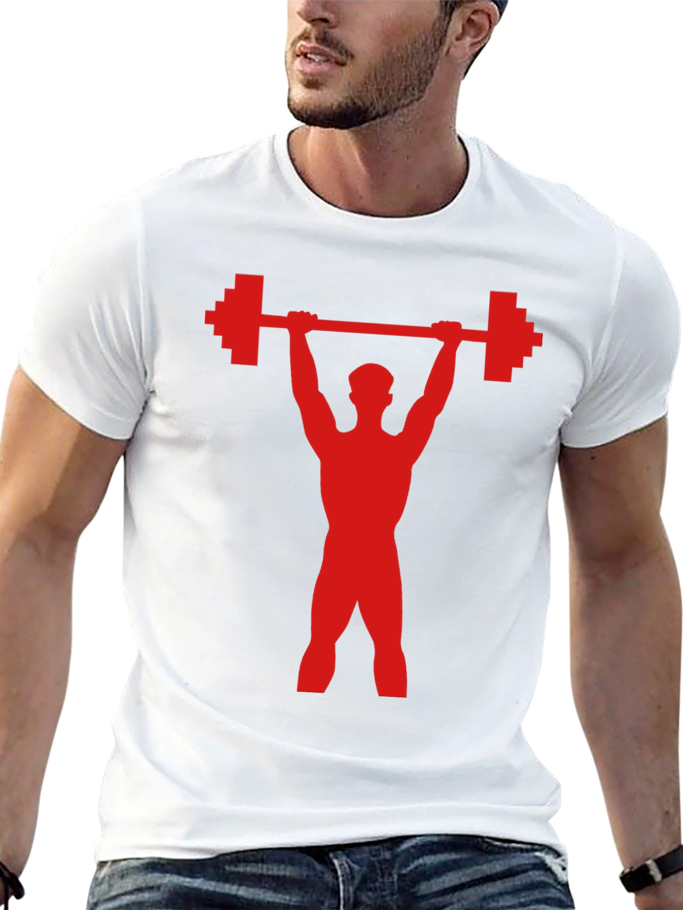 Weightlifter Graphic Tee - Pixel Powerlift Design