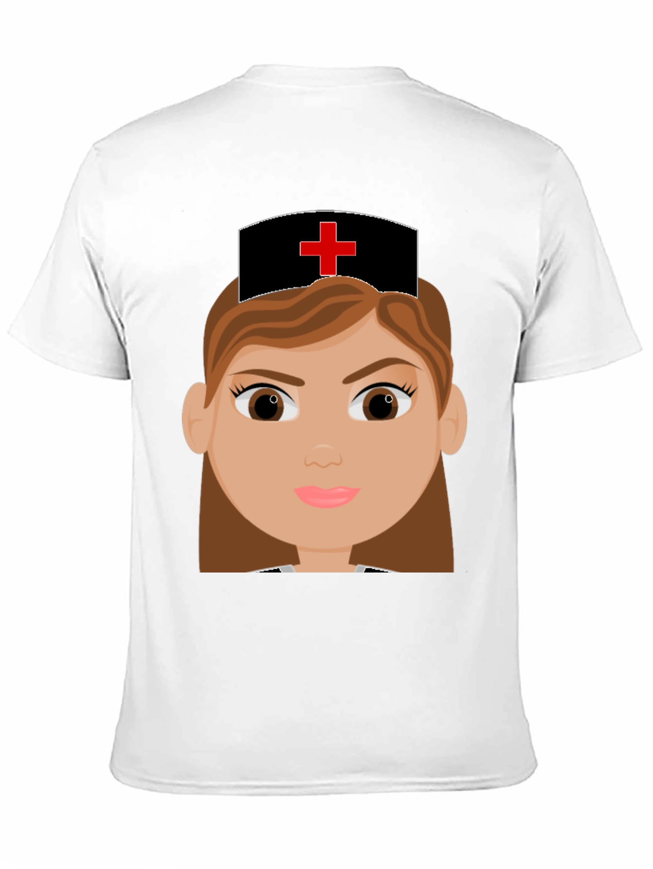 Cartoon Nurse Graphic Tee - Black Cotton Blend T-Shirt