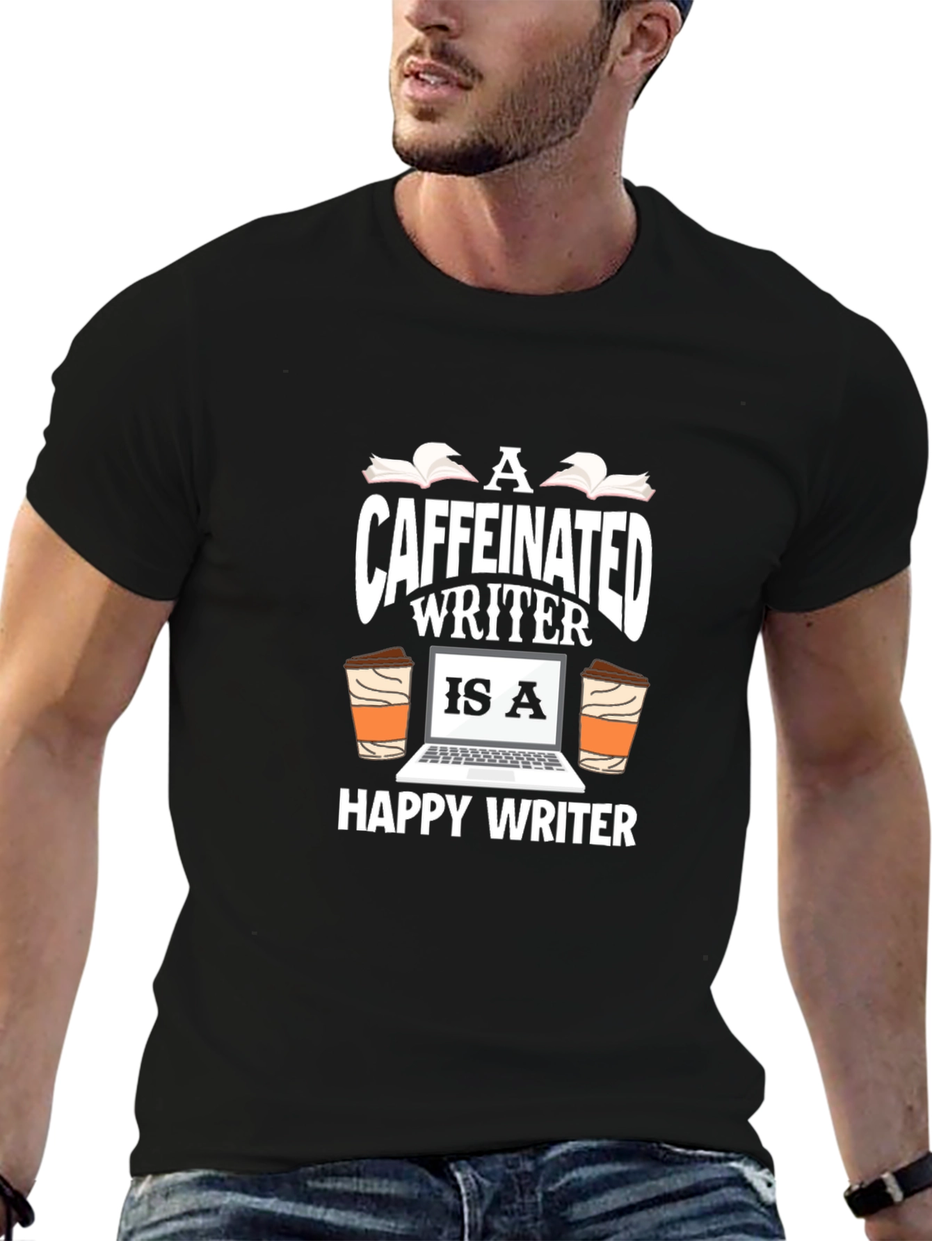 Caffeinated Writer Graphic T-Shirt