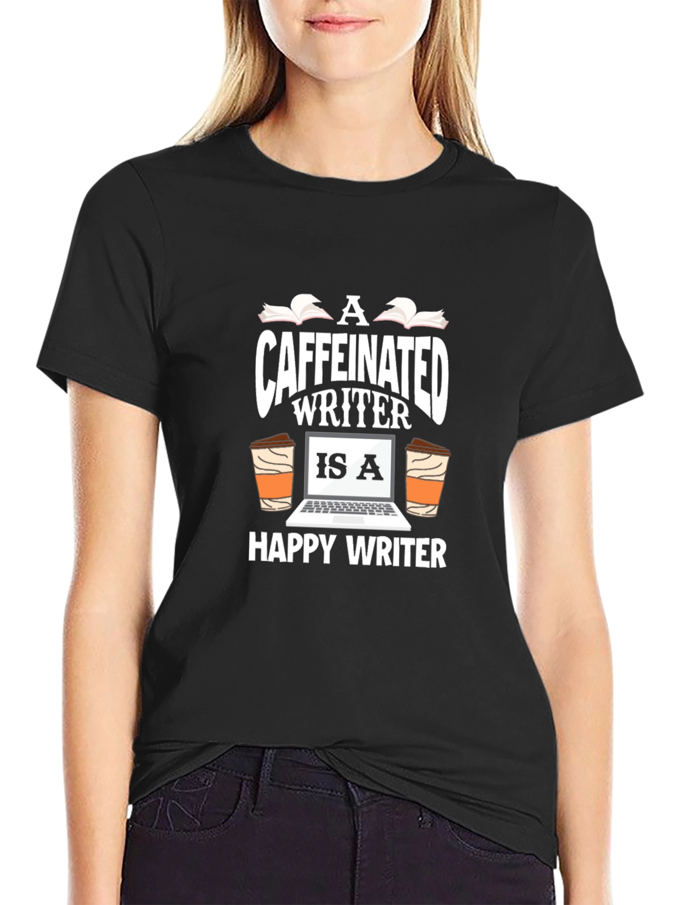 Caffeinated Writer Graphic T-Shirt