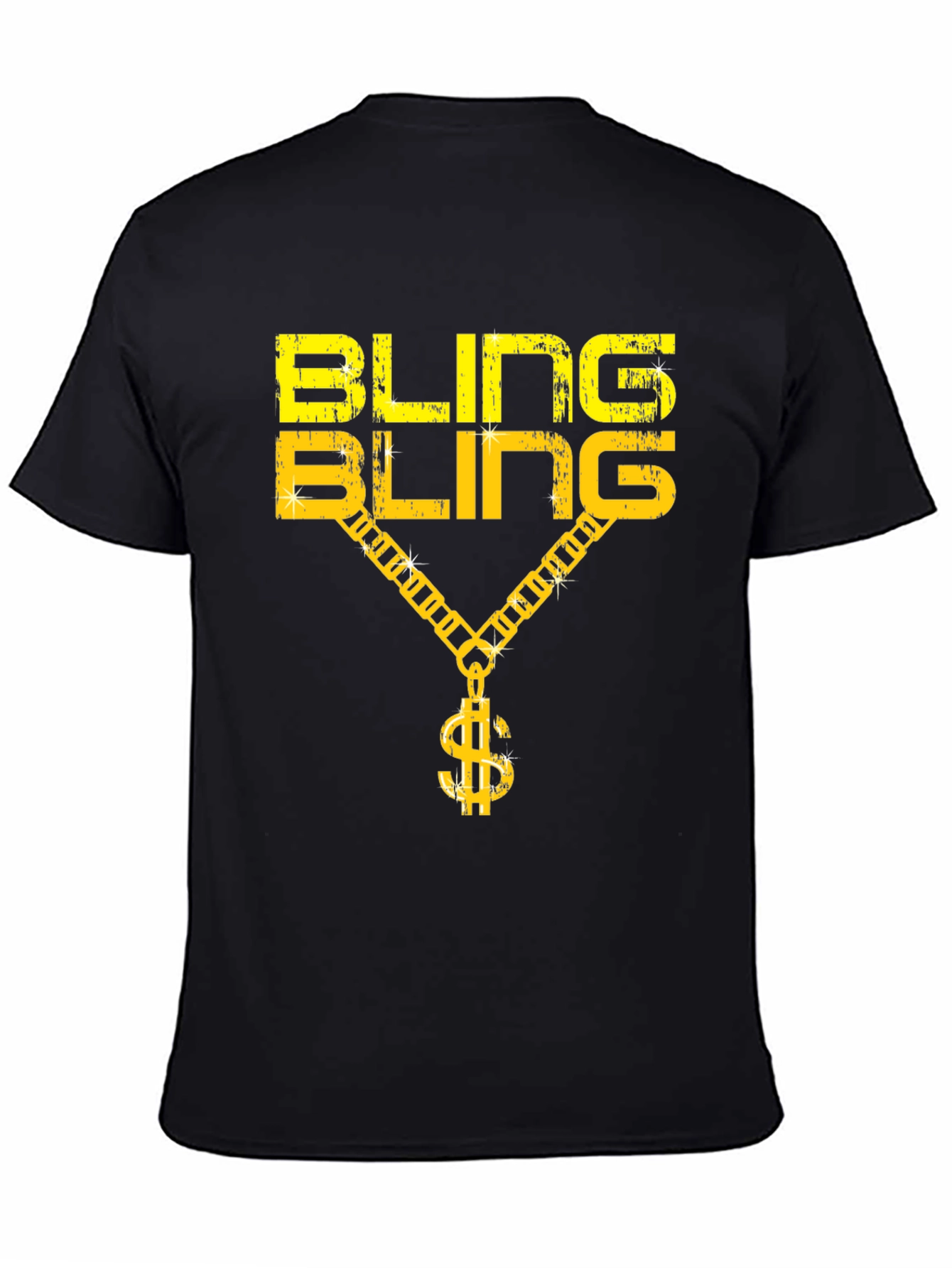 Bling Bling Graphic Print Crew Neck T-Shirt