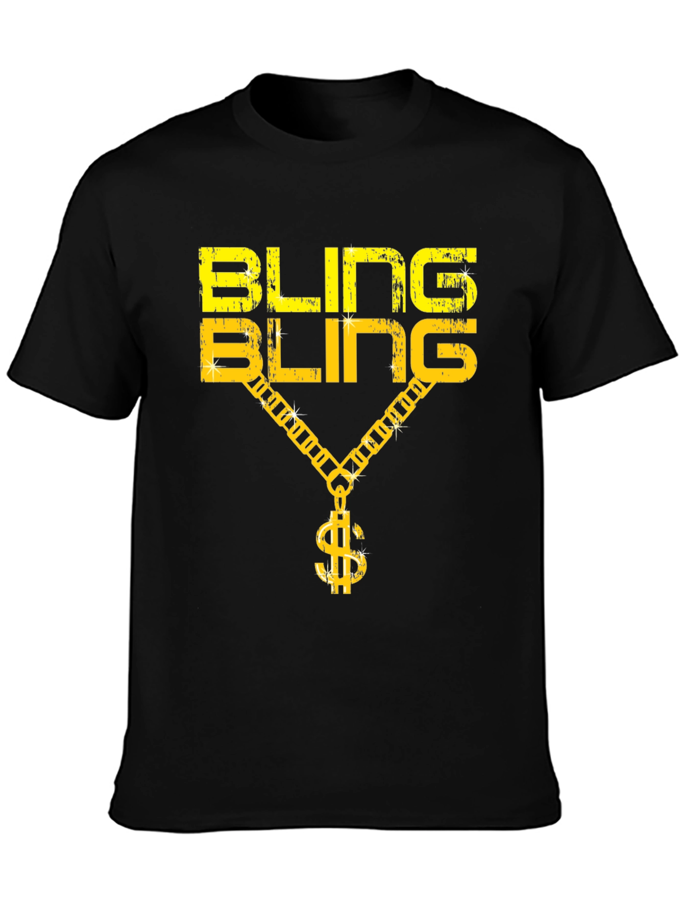 Bling Bling Graphic Print Crew Neck T-Shirt