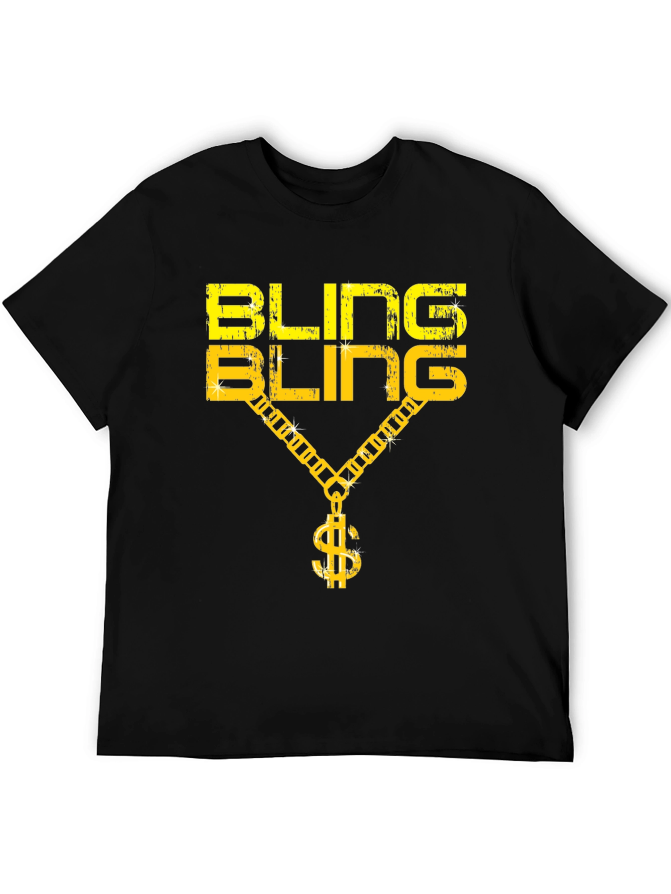 Bling Bling Graphic Print Crew Neck T-Shirt