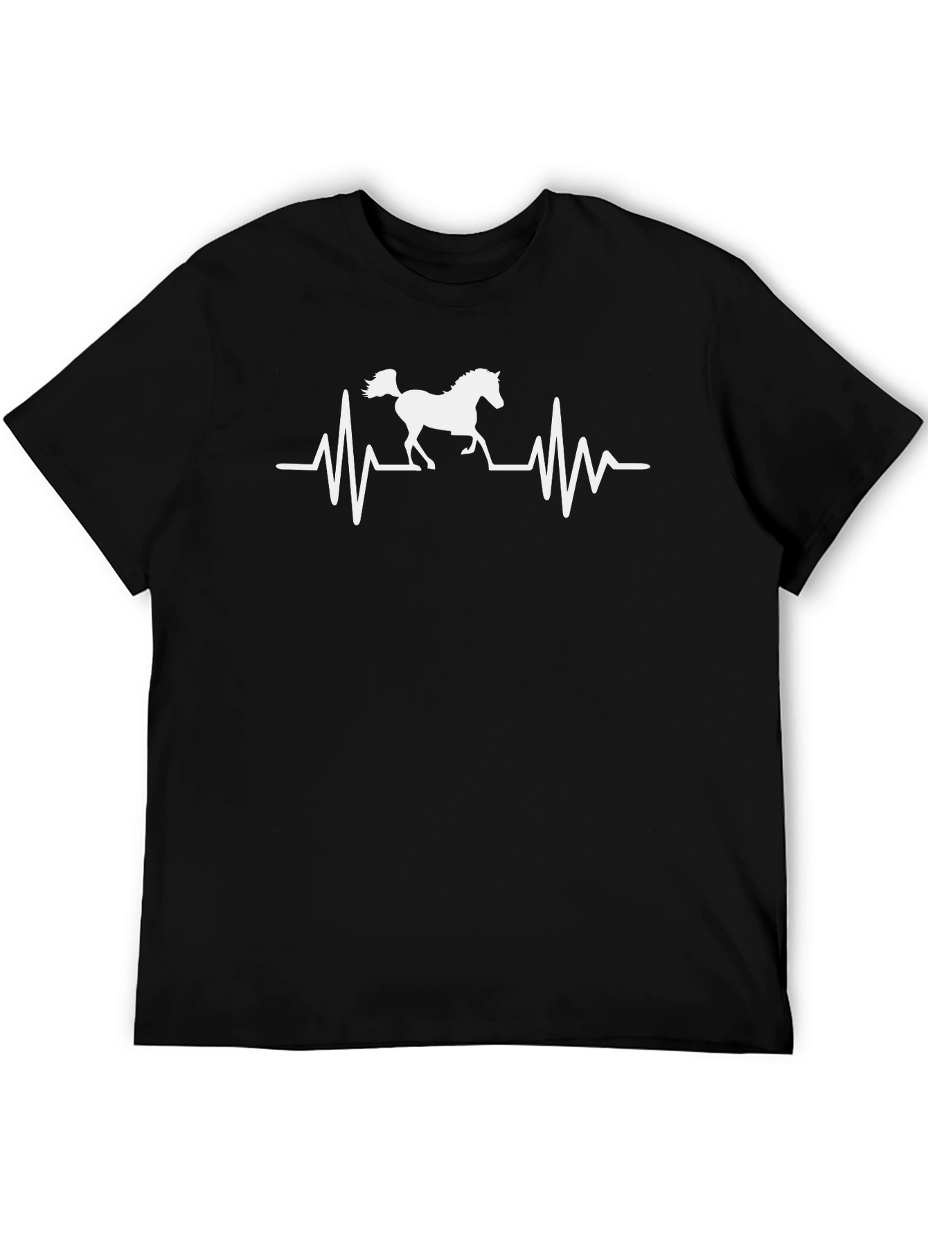 Horse Heartbeat Graphic Tee - Black Cotton T-Shirt