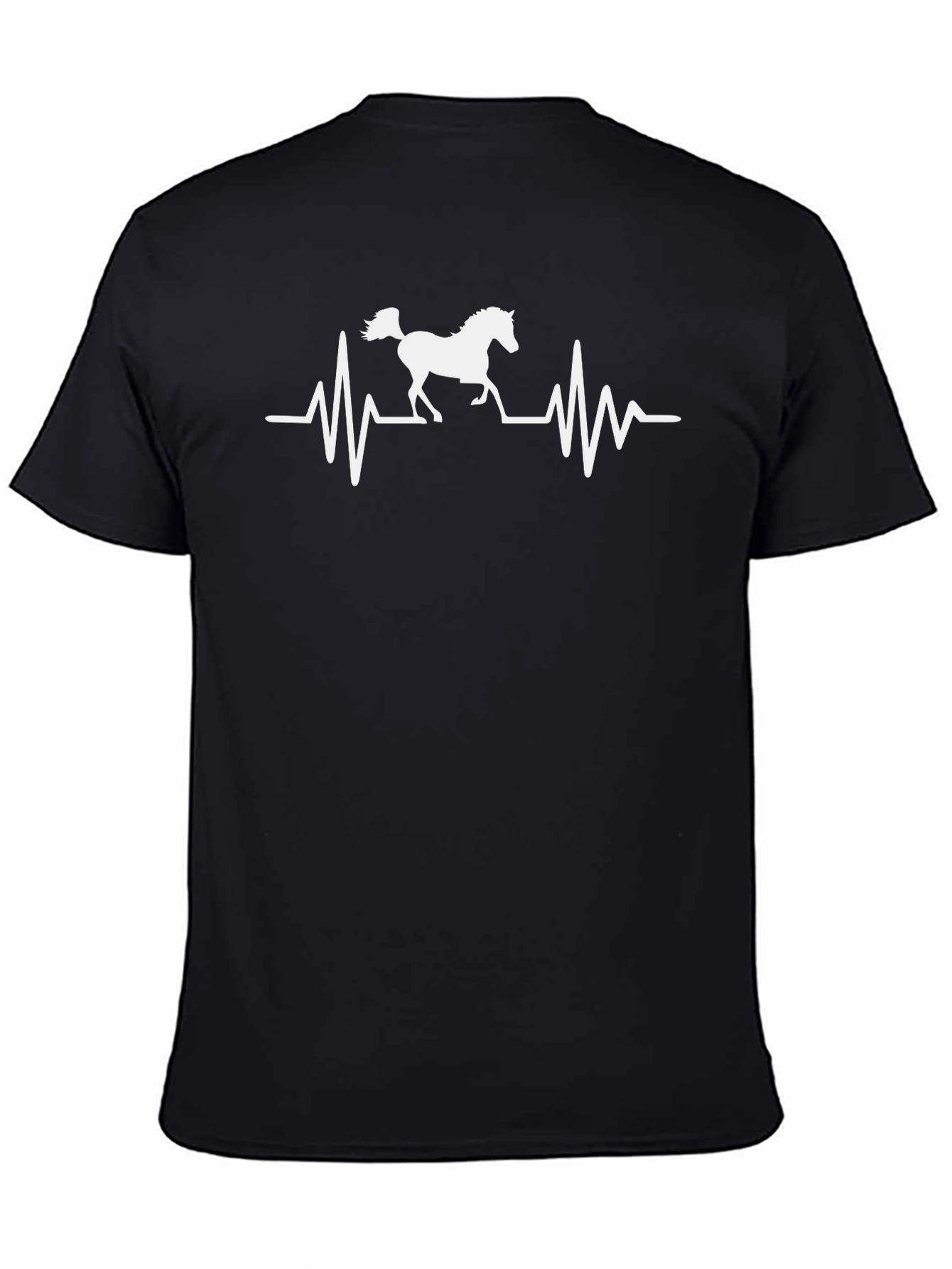 Horse Heartbeat Graphic Tee - Black Cotton T-Shirt