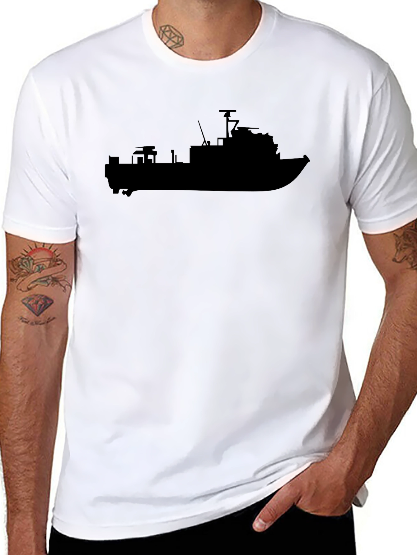 Boat Silhouette Black T-Shirt