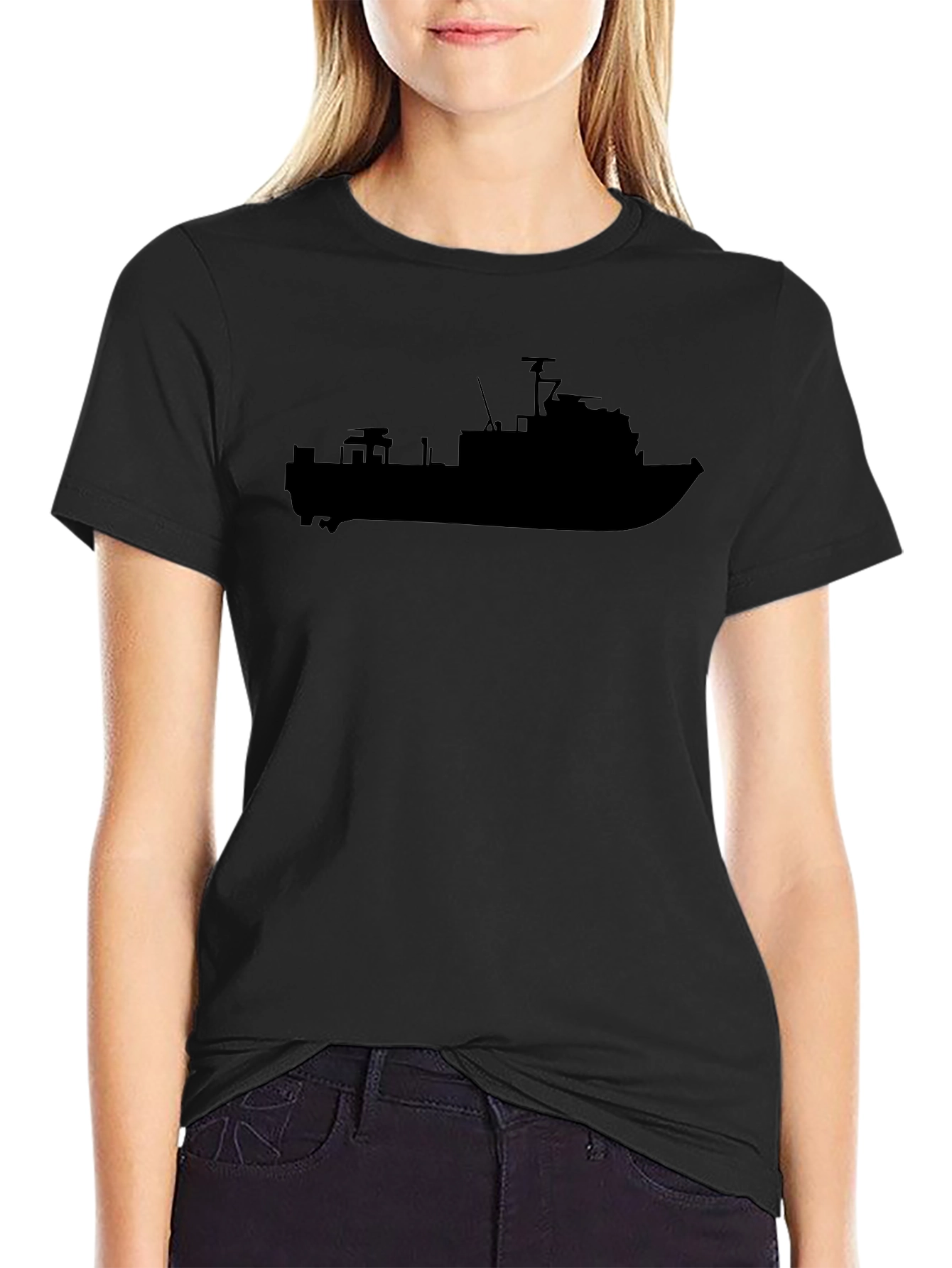 Boat Silhouette Black T-Shirt