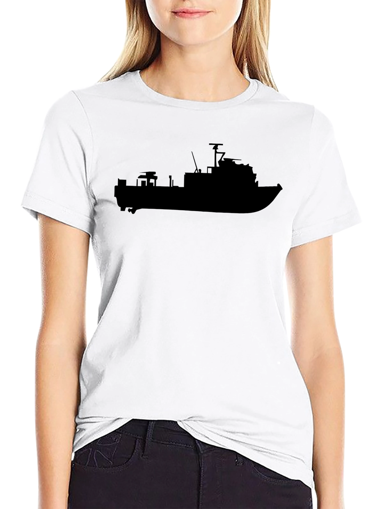 Boat Silhouette Black T-Shirt