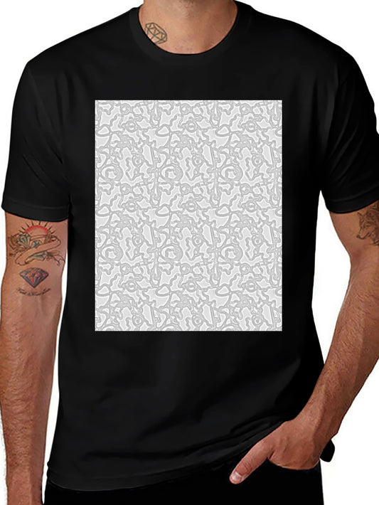 Abstract Pattern Print Black Crew Neck Tee