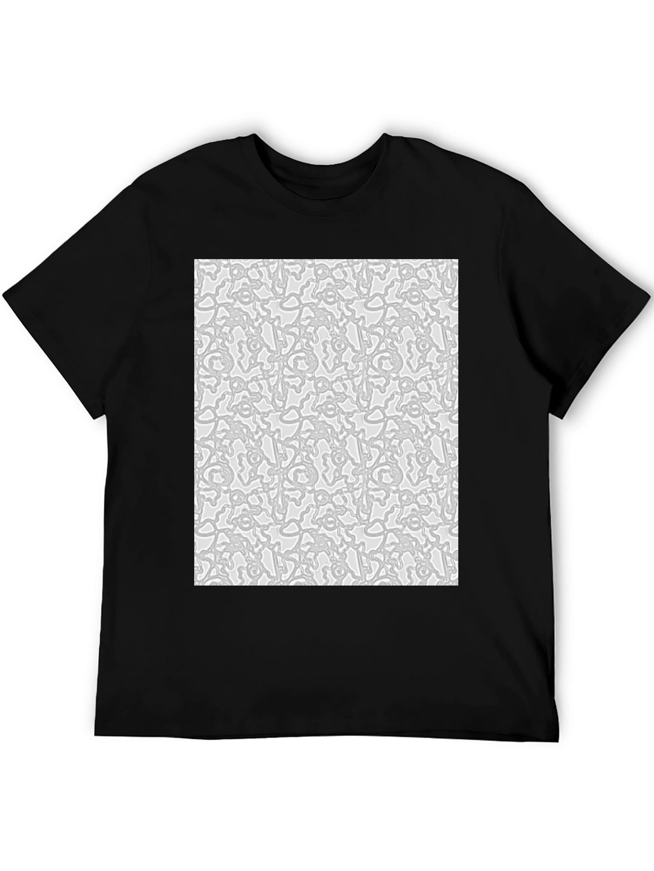 Abstract Pattern Print Black Crew Neck Tee