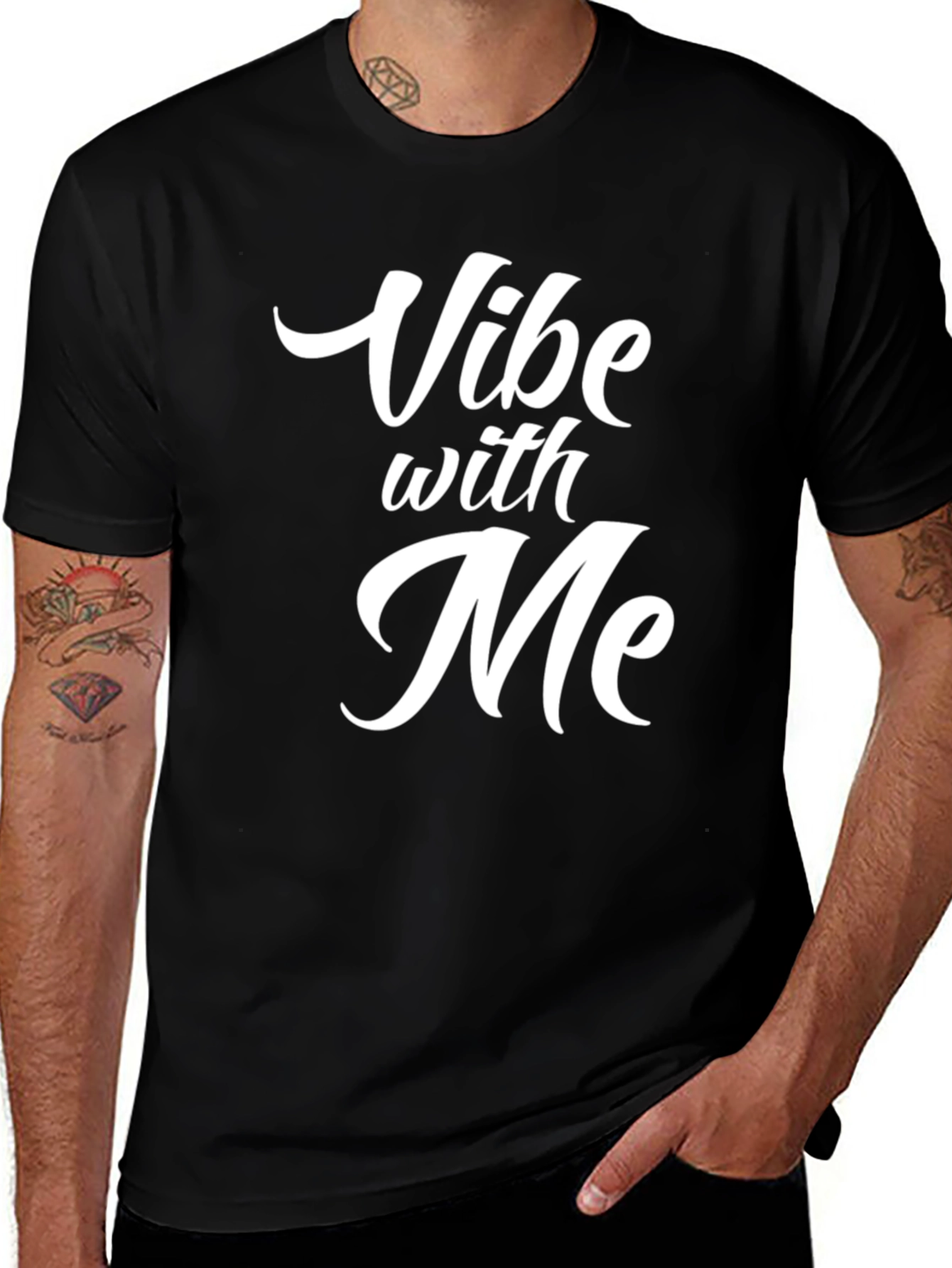 Vibe With Me Graphic Tee - Trendy Black T-Shirt