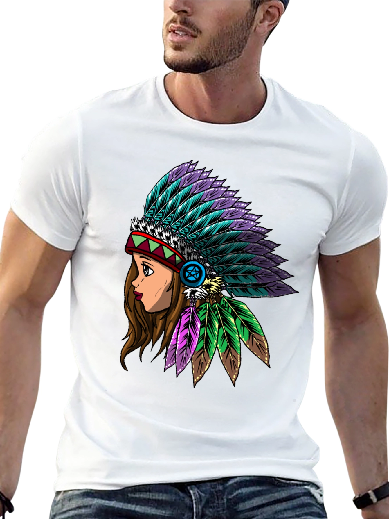 Native American Headdress Graphic T-Shirt
