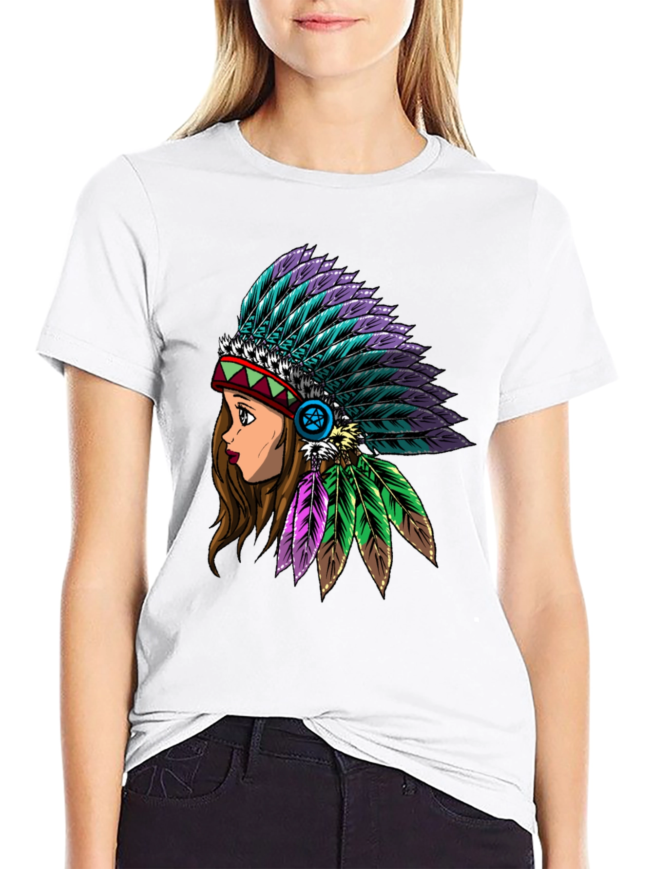 Native American Headdress Graphic T-Shirt