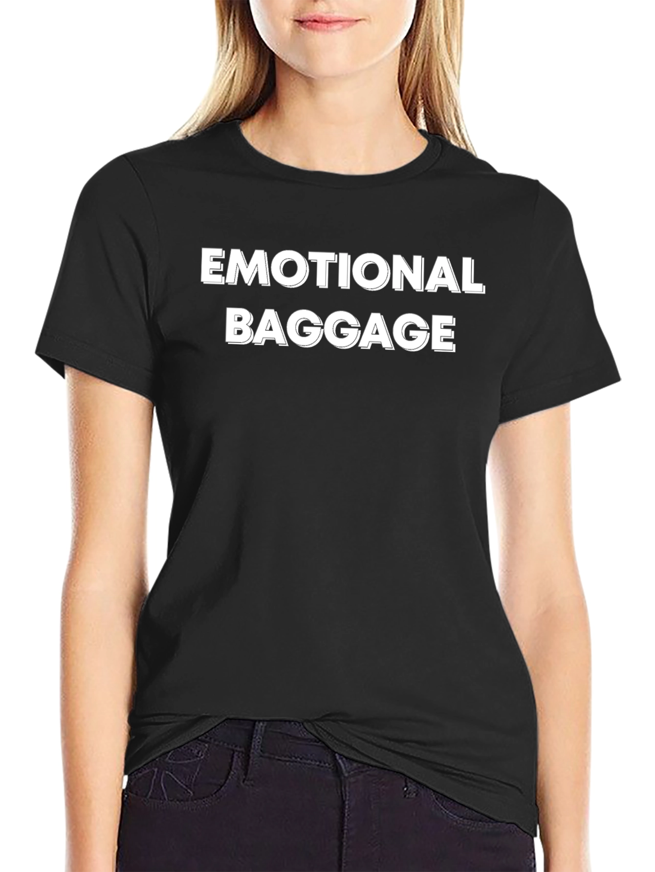 Emotional Baggage Graphic Tee - Black Cotton T-Shirt