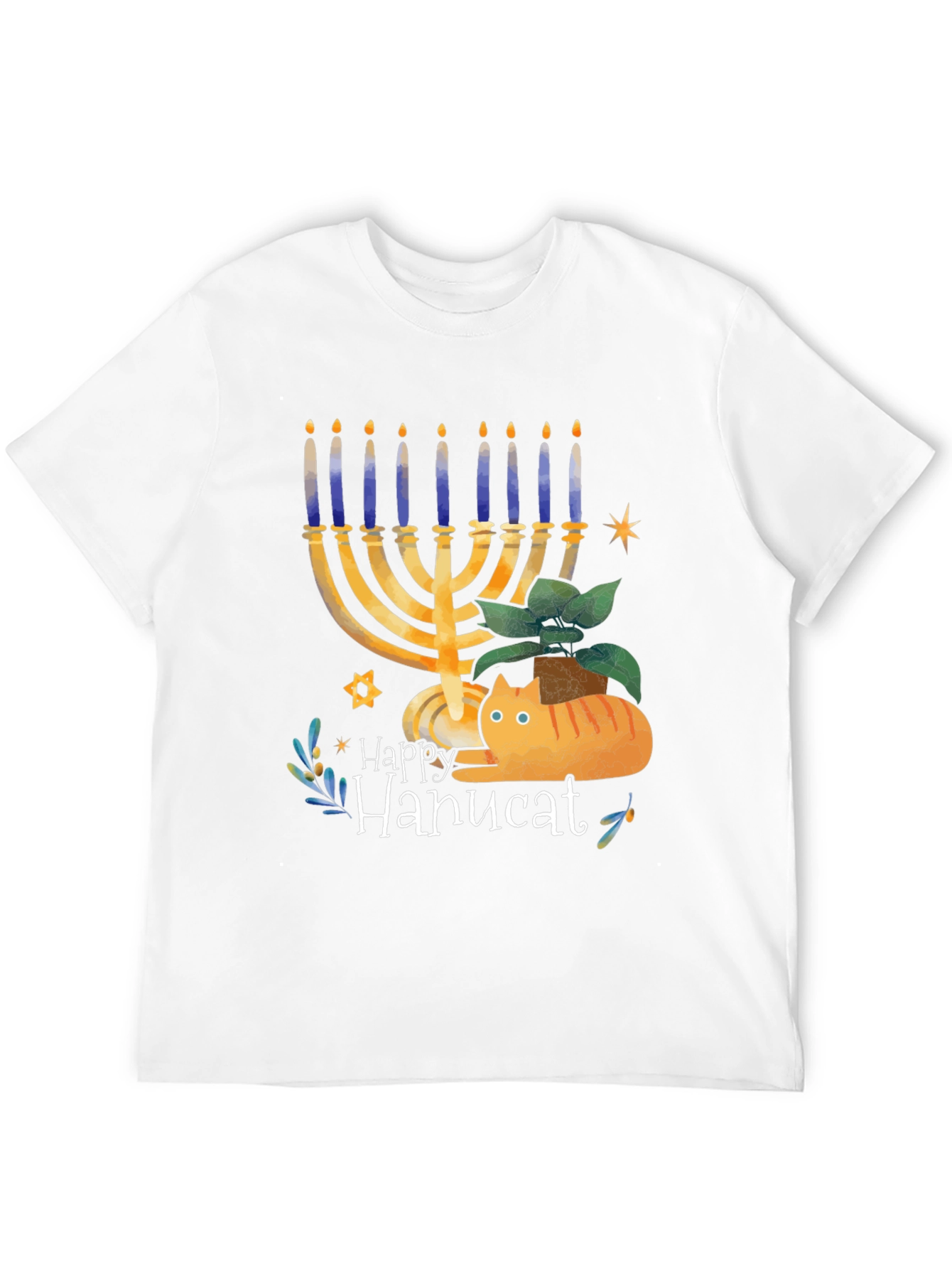 Happy Hanucat Black Graphic Tee
