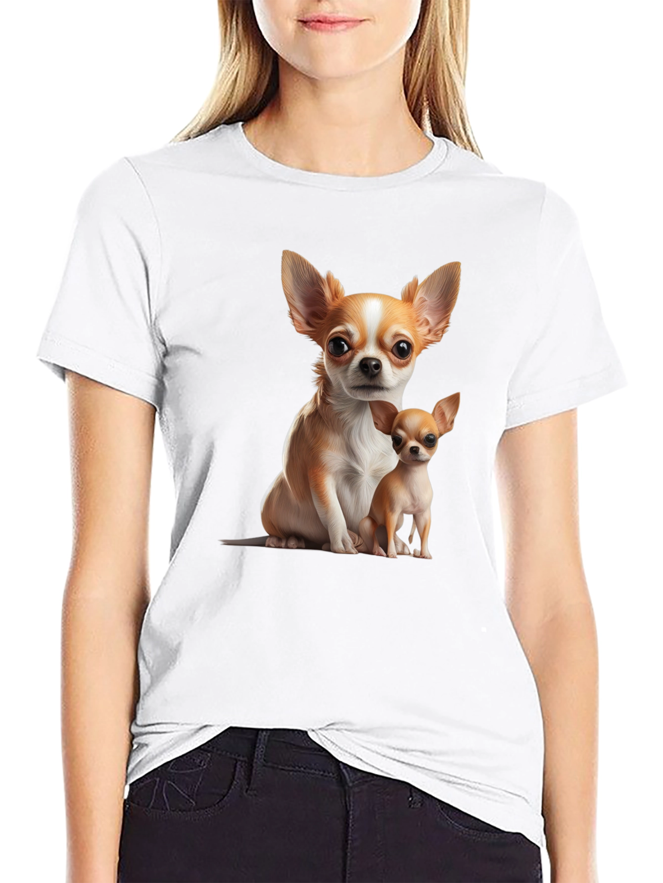 Chihuahua Print Black T-Shirt