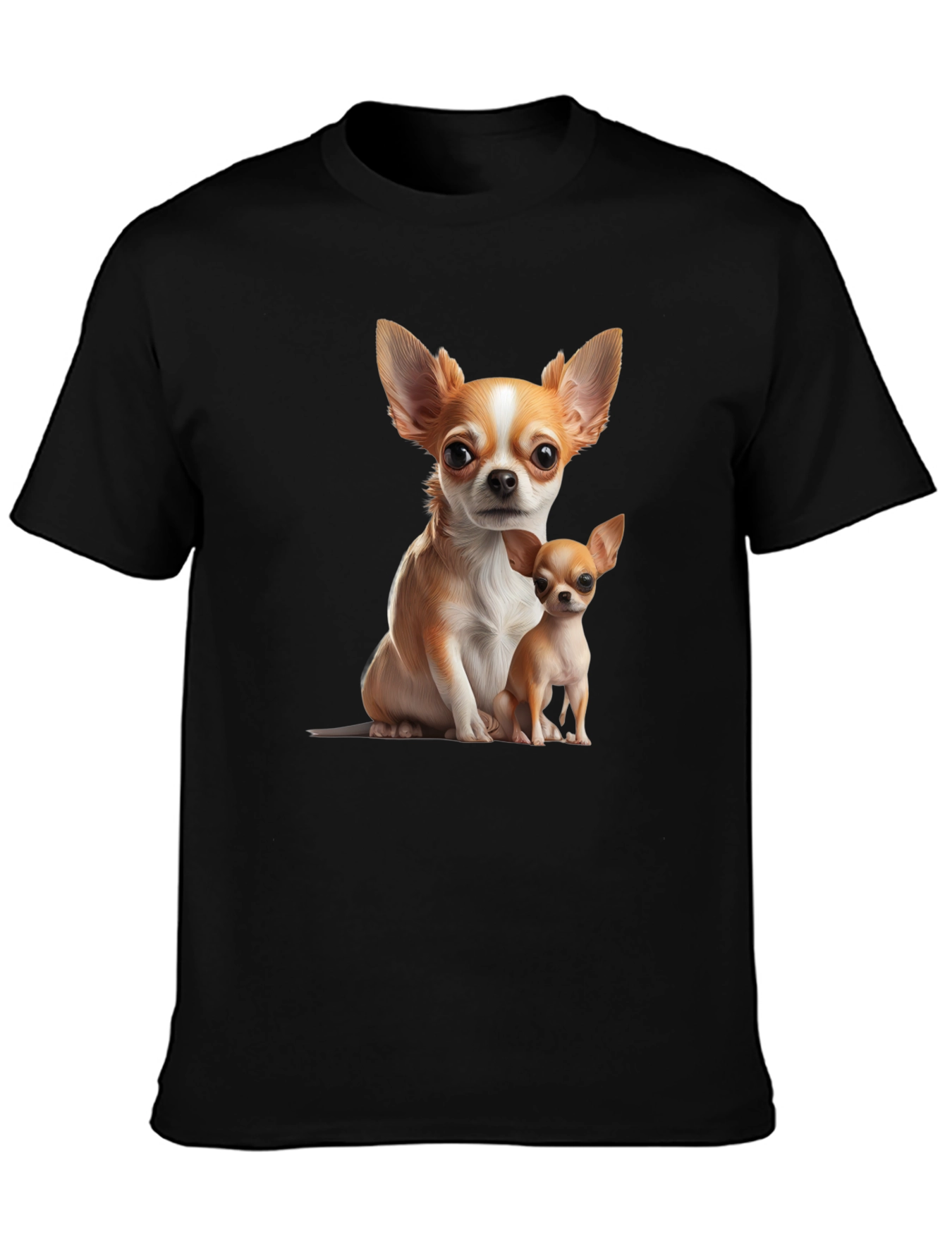 Chihuahua Print Black T-Shirt