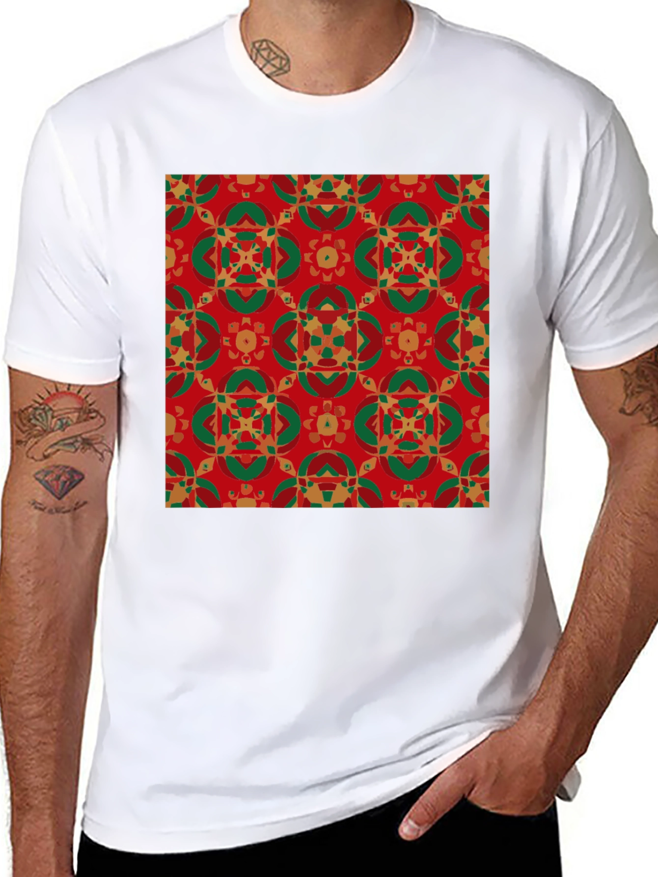 Festive Patterned Crew Neck T-Shirt