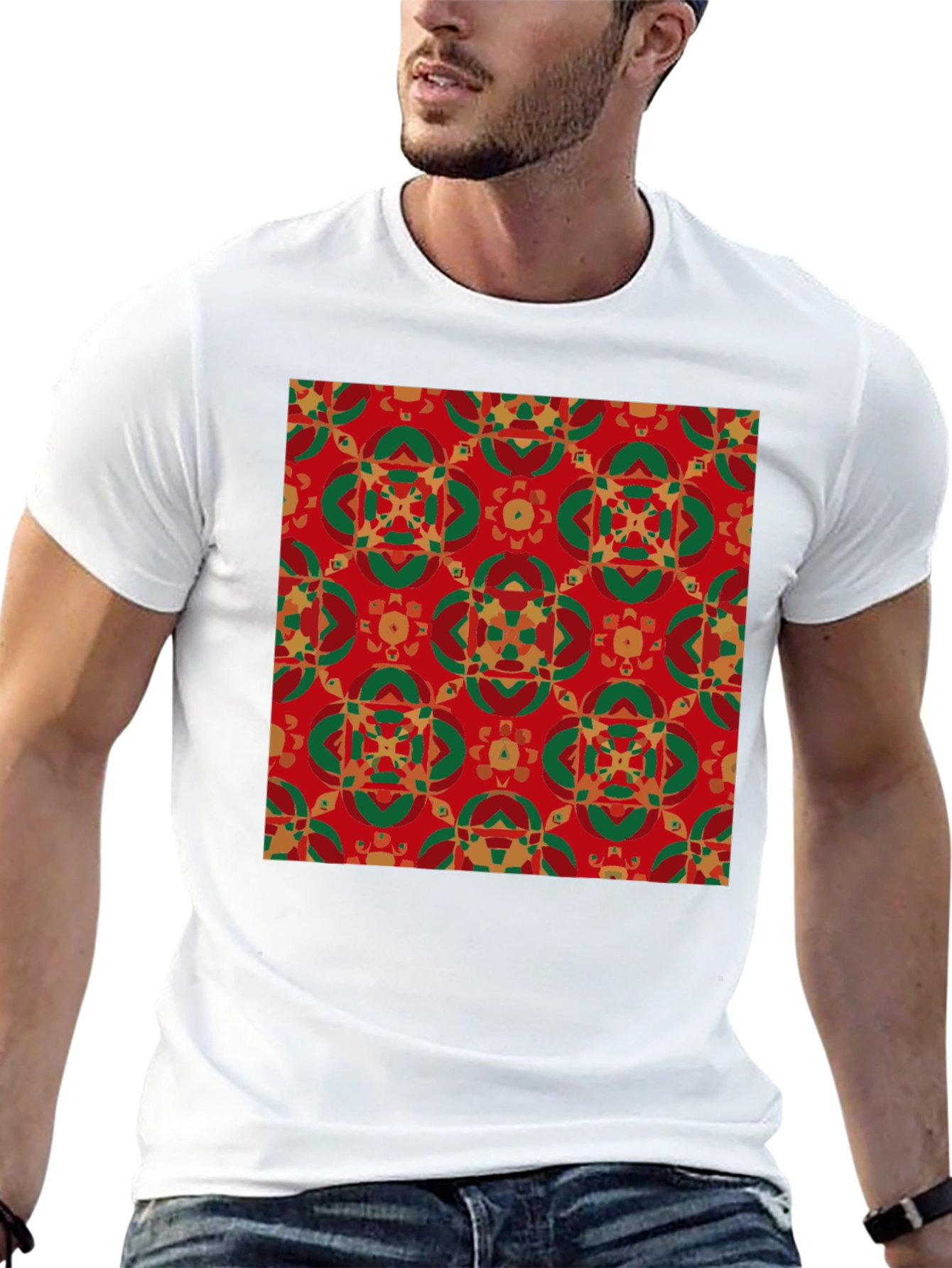 Festive Patterned Crew Neck T-Shirt