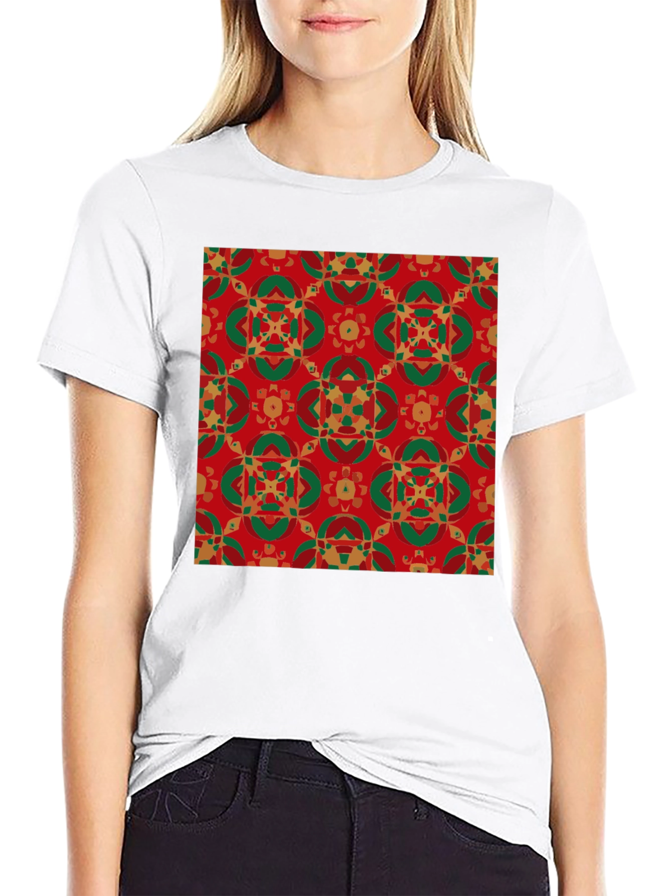 Festive Patterned Crew Neck T-Shirt